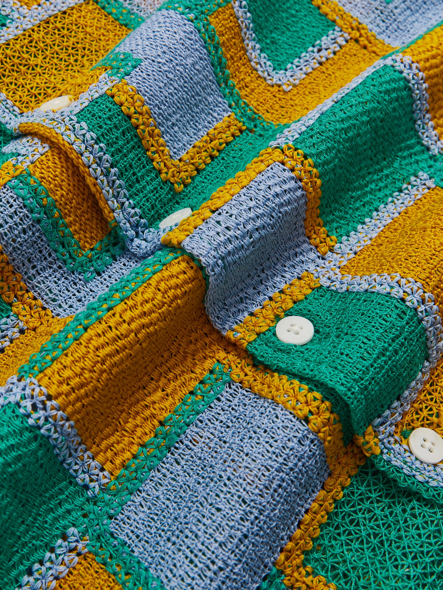 Reiss | Tom Daley Tile Crochet Shirt in Yellow/Green/Blue Multi - Image 6 of 6