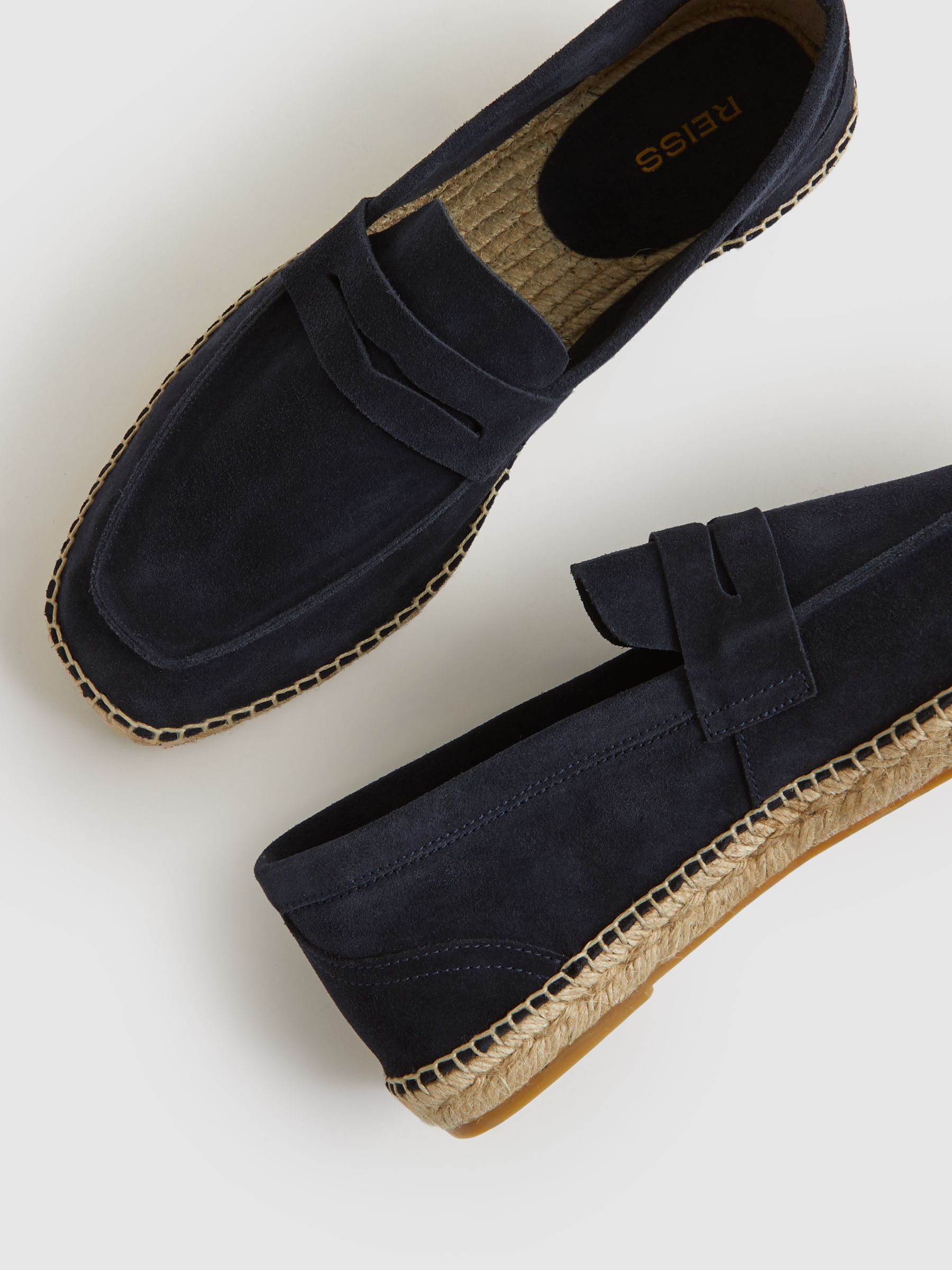 Suede Penny-Strap Espadrilles in Navy - image 5