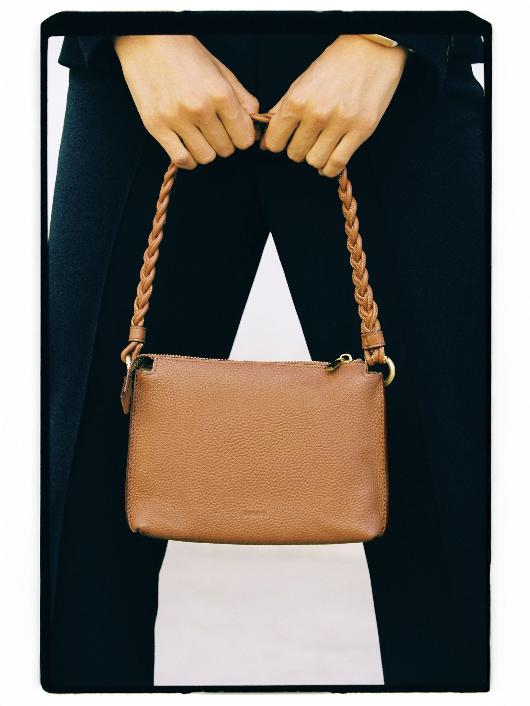 Suede Plaited-Strap Cross-Body Bag in Tan - Image 1 of 6