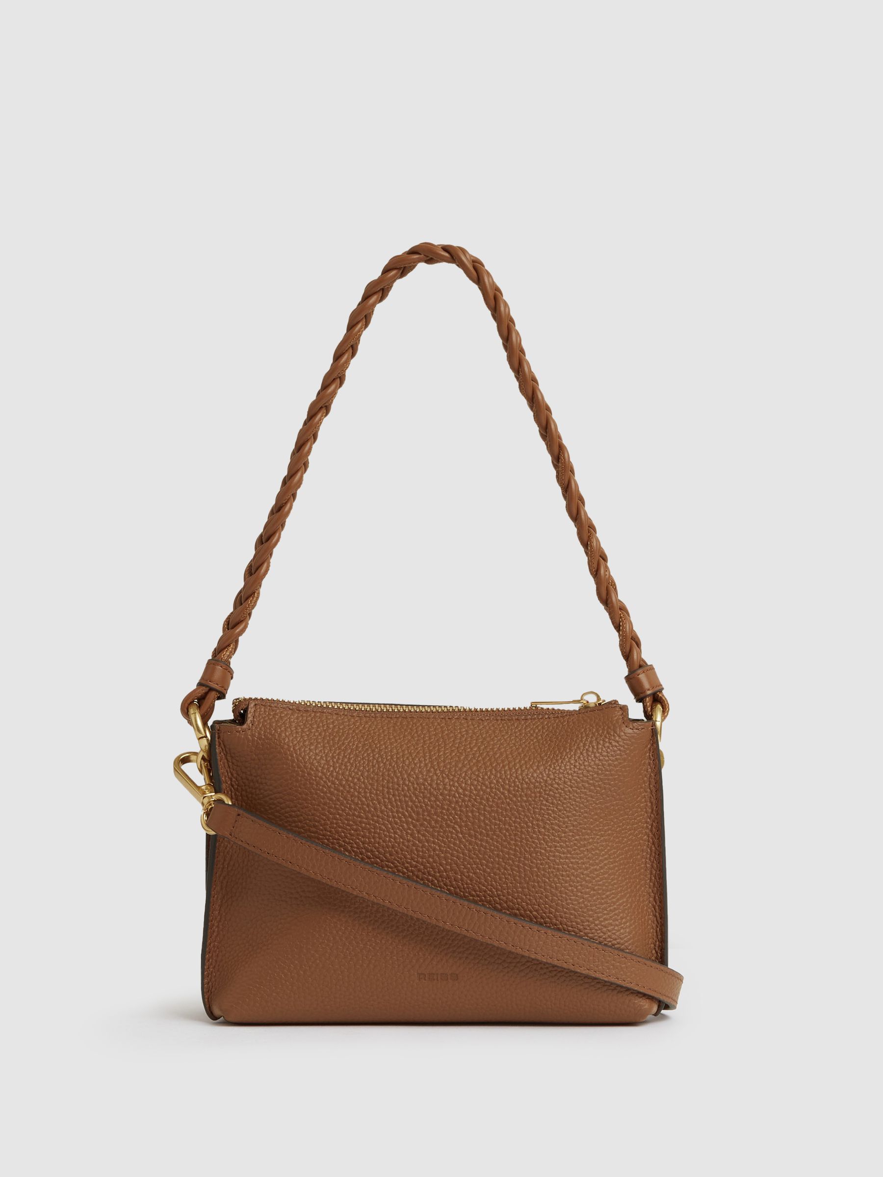 Suede Plaited-Strap Cross-Body Bag in Tan - image 4