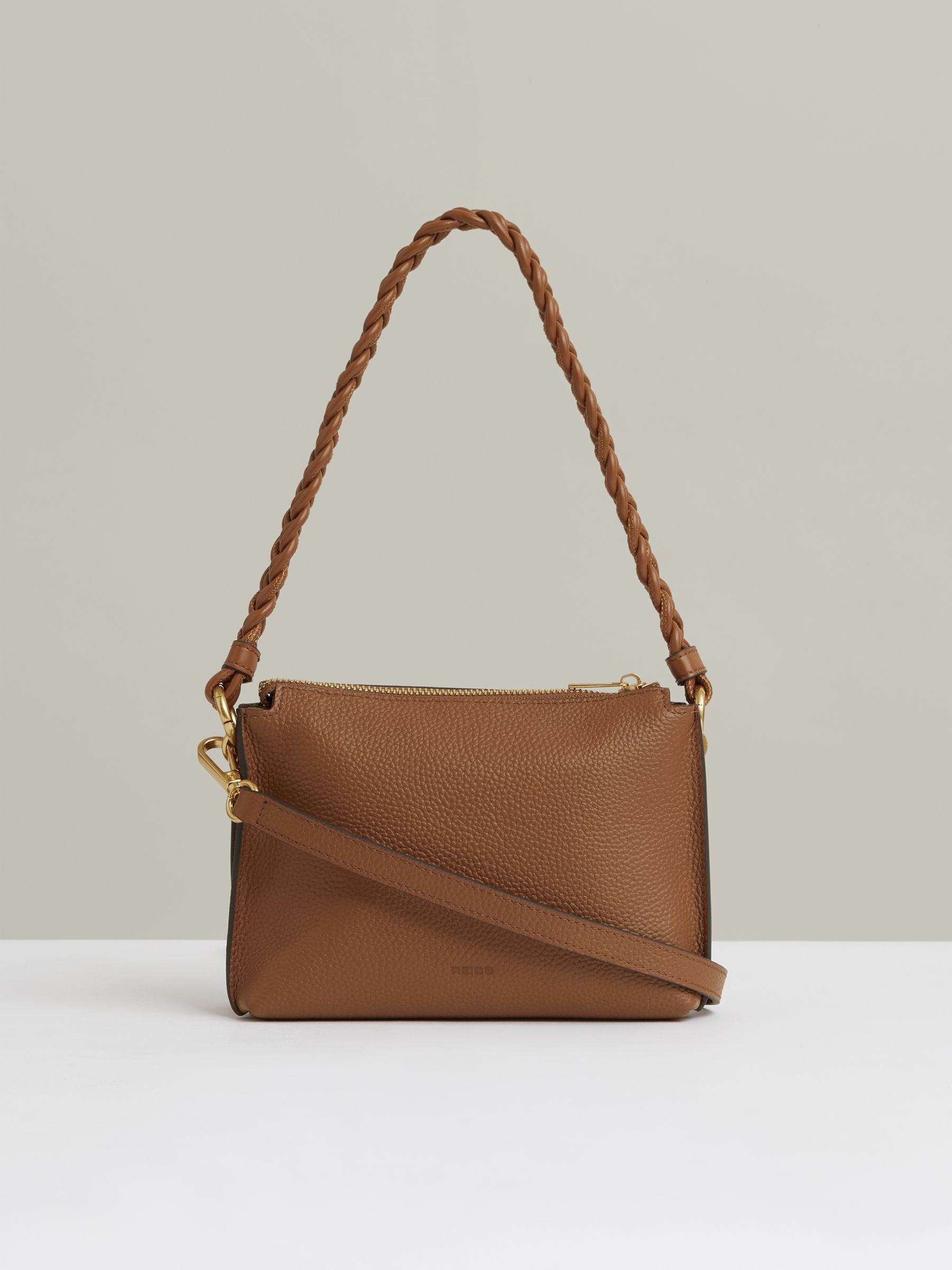 Suede Plaited-Strap Cross-Body Bag in Tan - Image 4 of 6