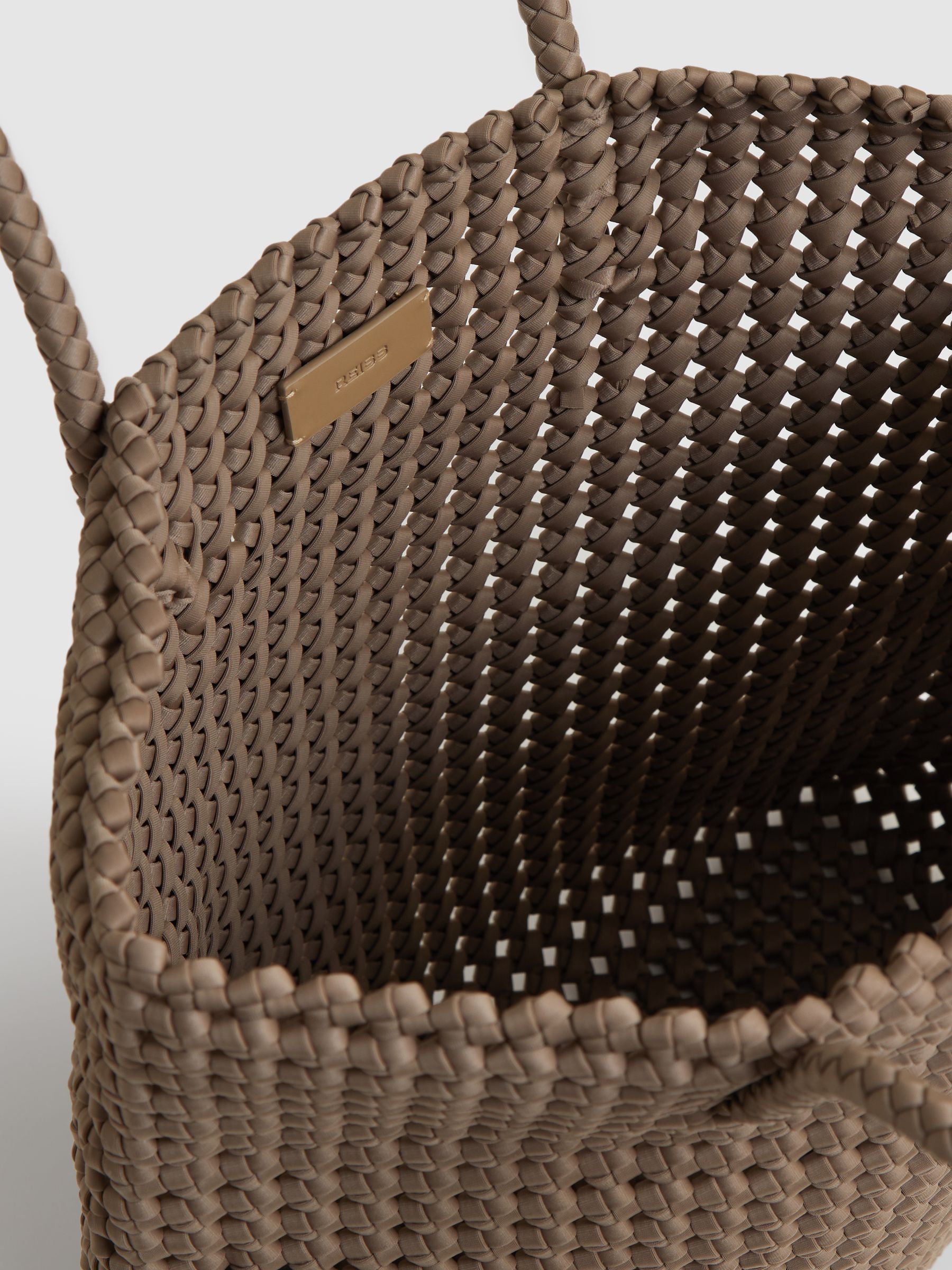 Woven Neoprene Tote Bag in Taupe - Image 2 of 4