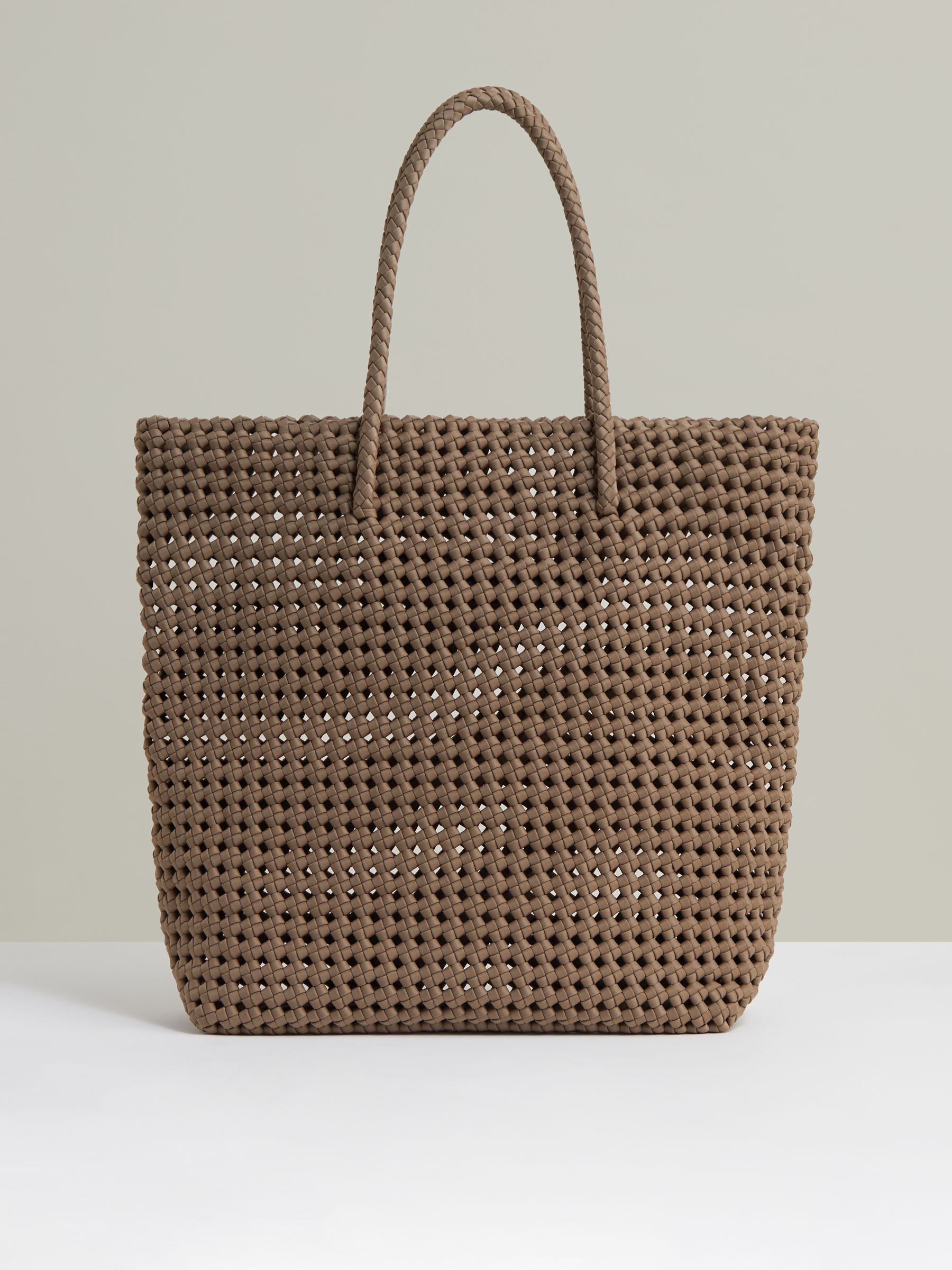 Woven Neoprene Tote Bag in Taupe - image 2