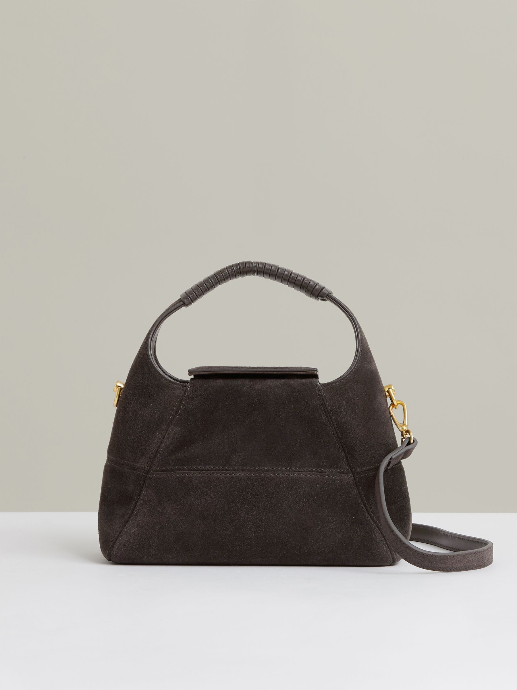 Suede Crossbody Bag in Chocolate - Image 1 of 5