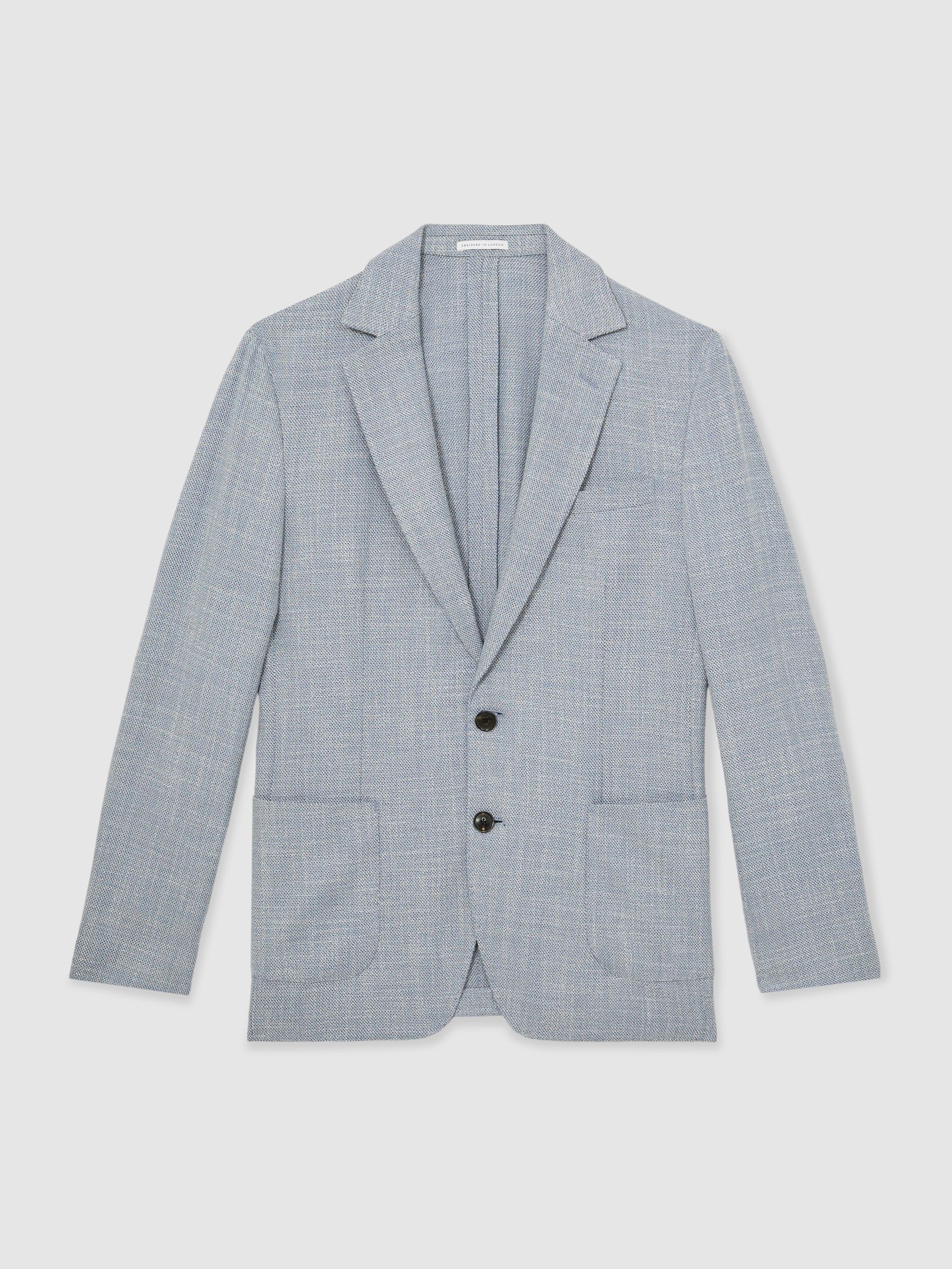 Slim Fit Single Breasted Blazer with Cotton in Soft Blue - Image 2 of 6