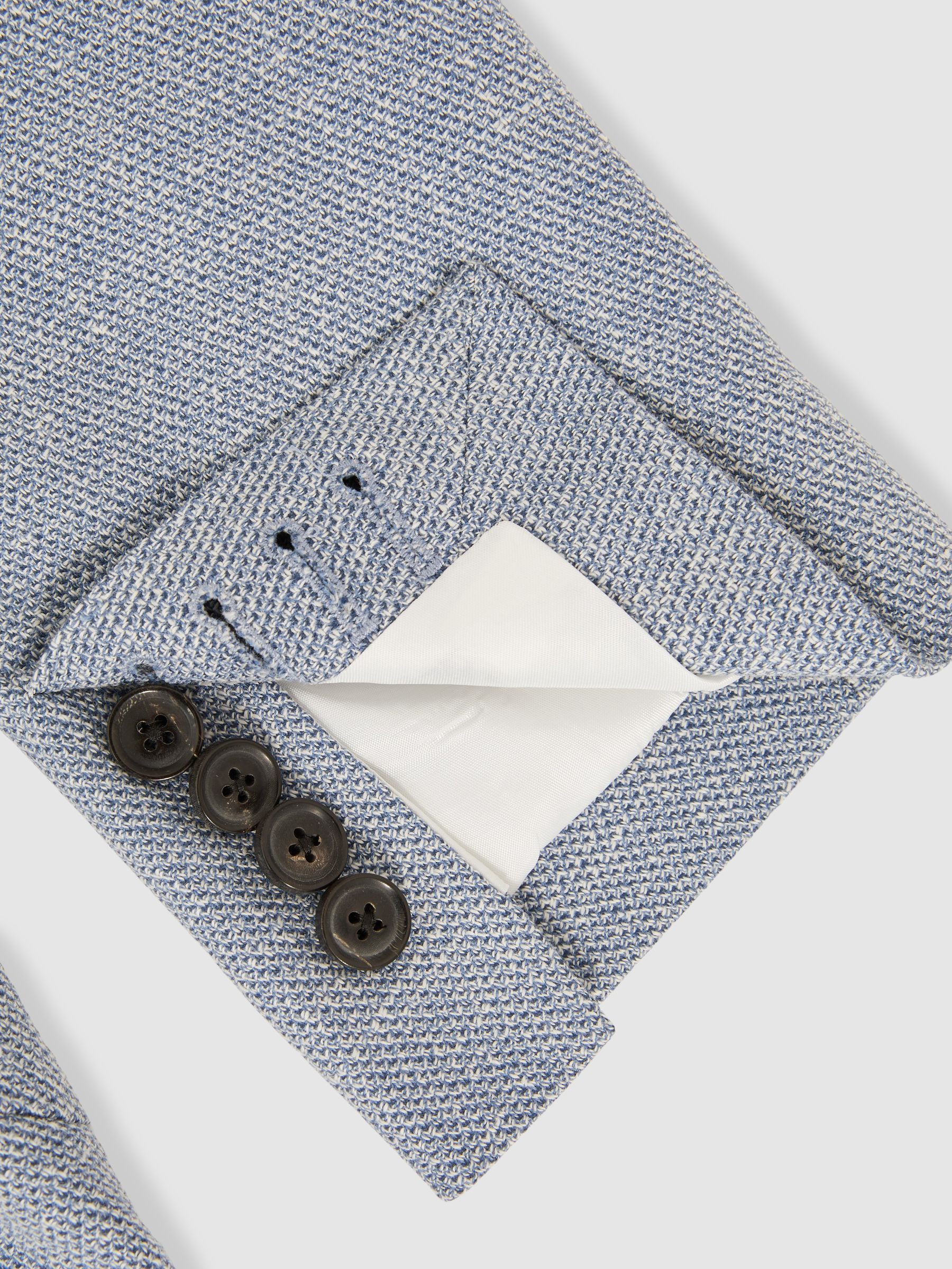 Slim Fit Single Breasted Blazer with Cotton in Soft Blue - Image 6 of 6