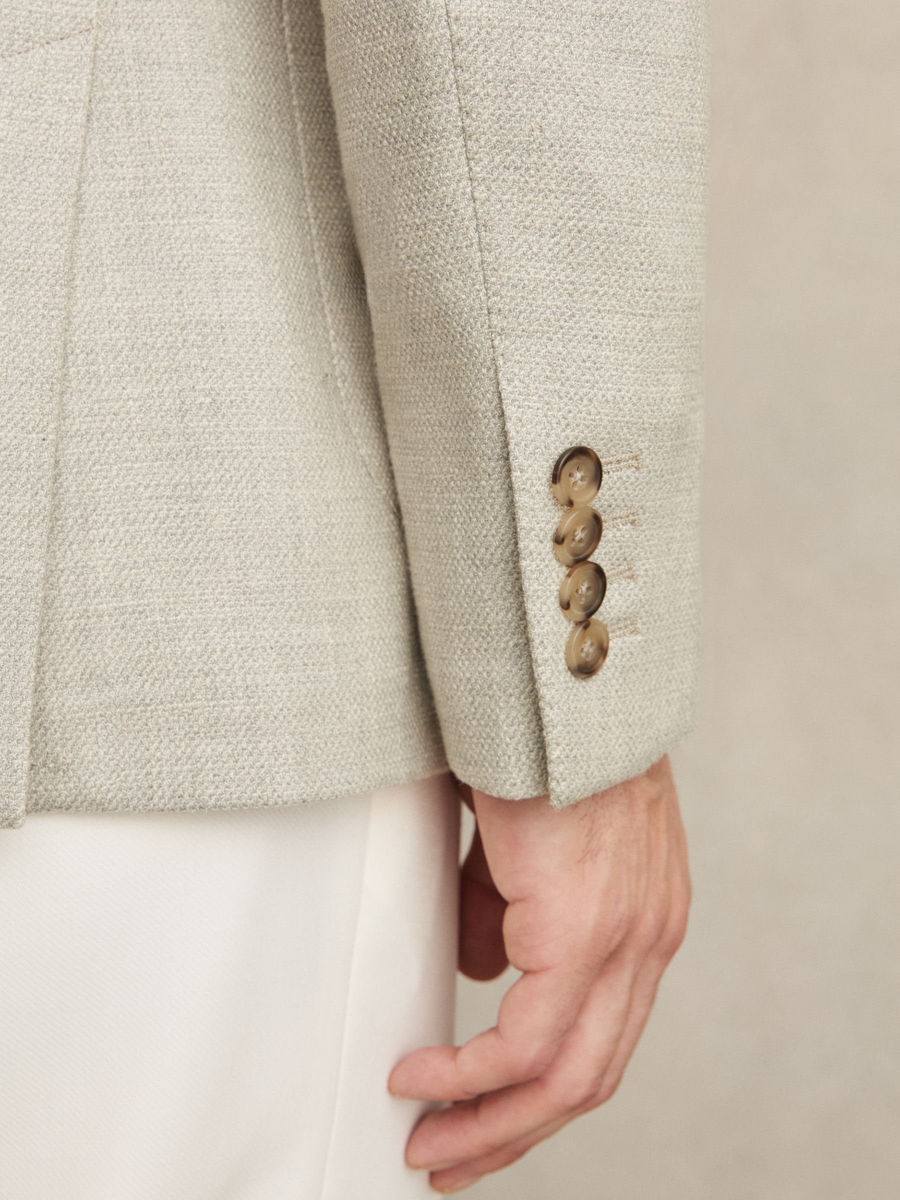 Slim Fit Single Breasted Blazer with Cotton in Soft Grey - Image 6 of 9