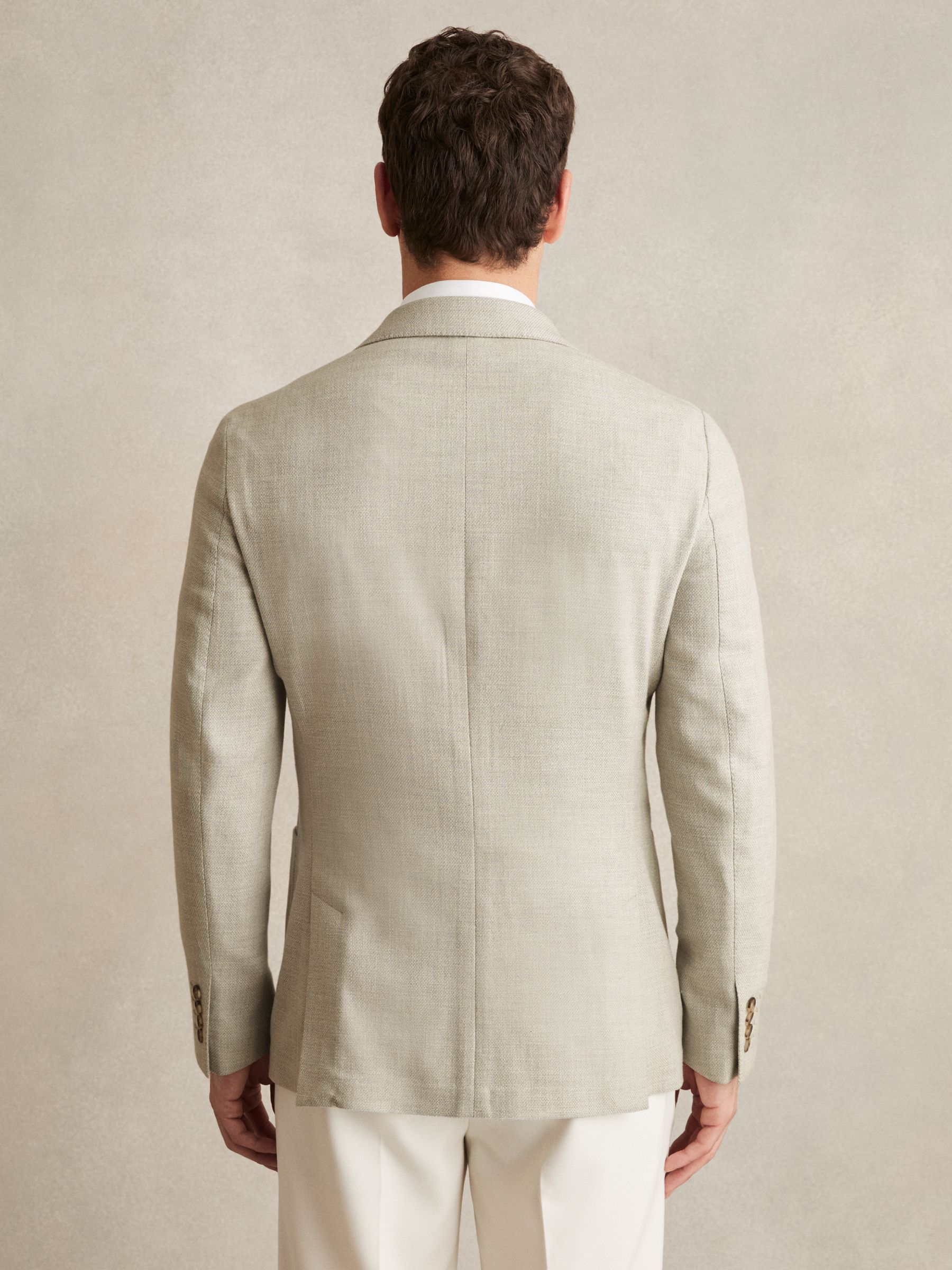 Slim Fit Single Breasted Blazer with Cotton in Soft Grey - Image 7 of 9