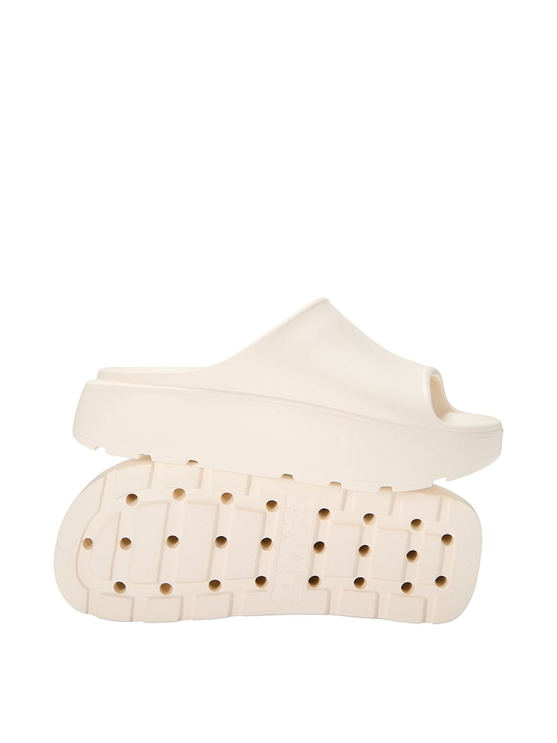 White Shell Platform Slide Sandals - Image 2 of 2
