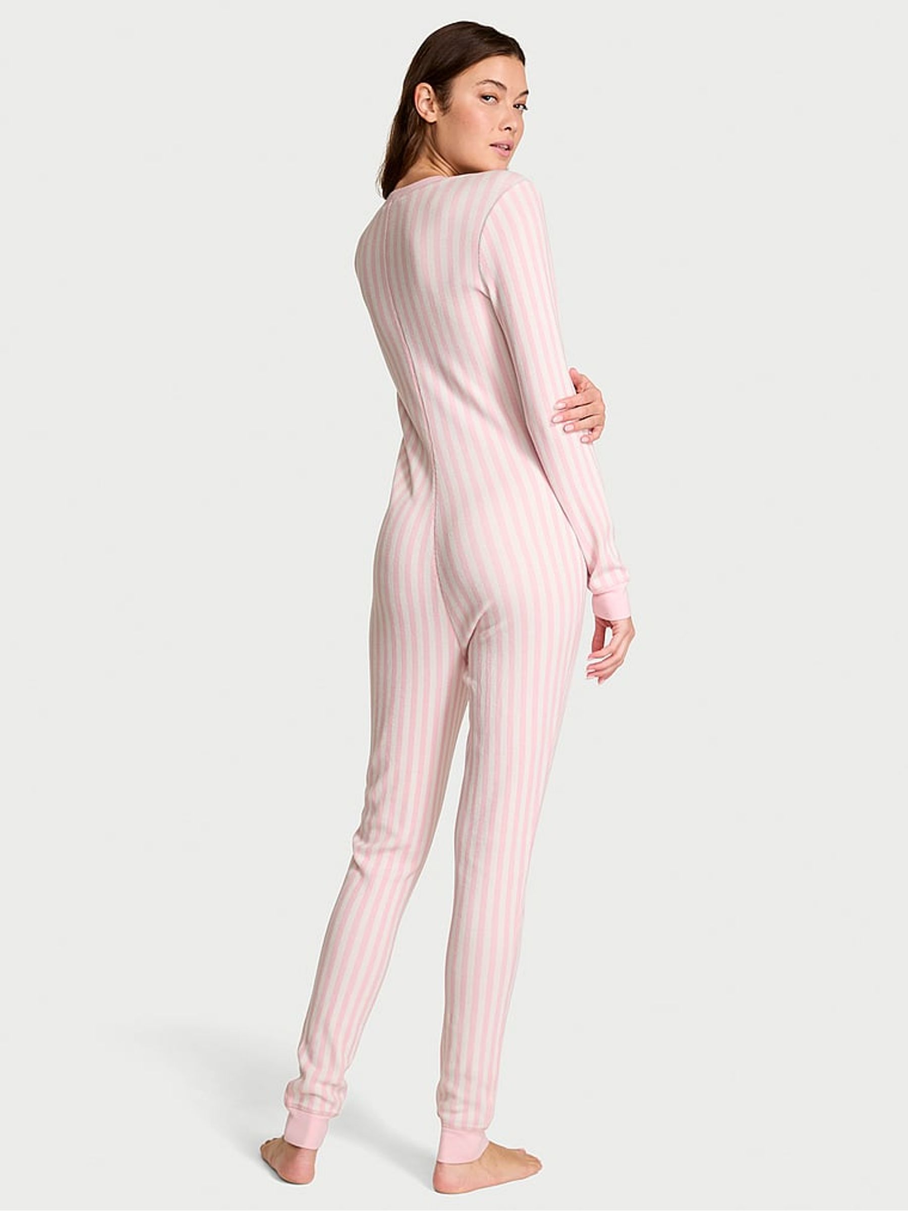 Pretty Blossom Stripe Pink Thermal Onesie - Image 2 of 2