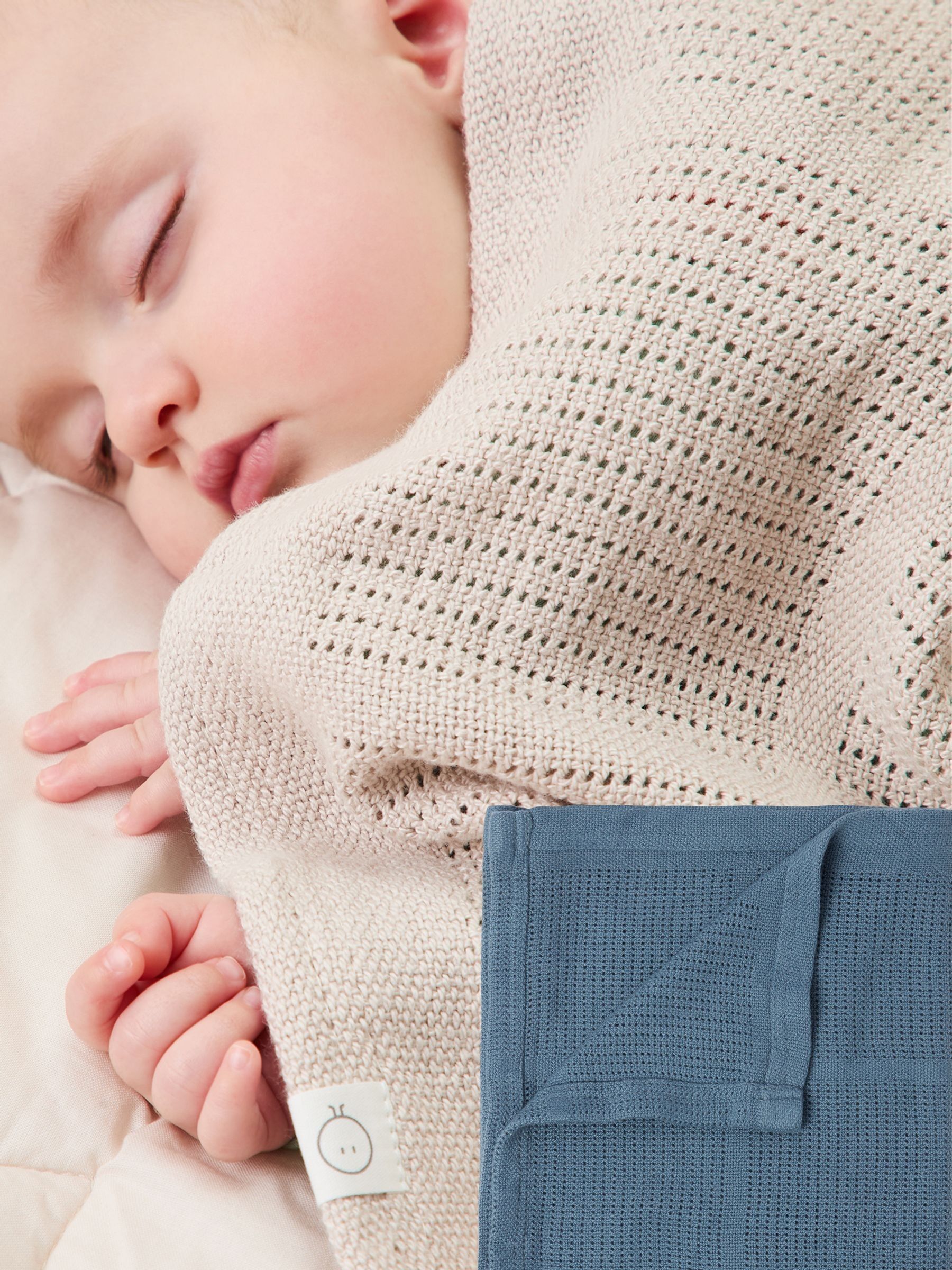 MORI Blue/Neutral Supersoft Cellular Blankets 2 Pack - Image 1 of 8