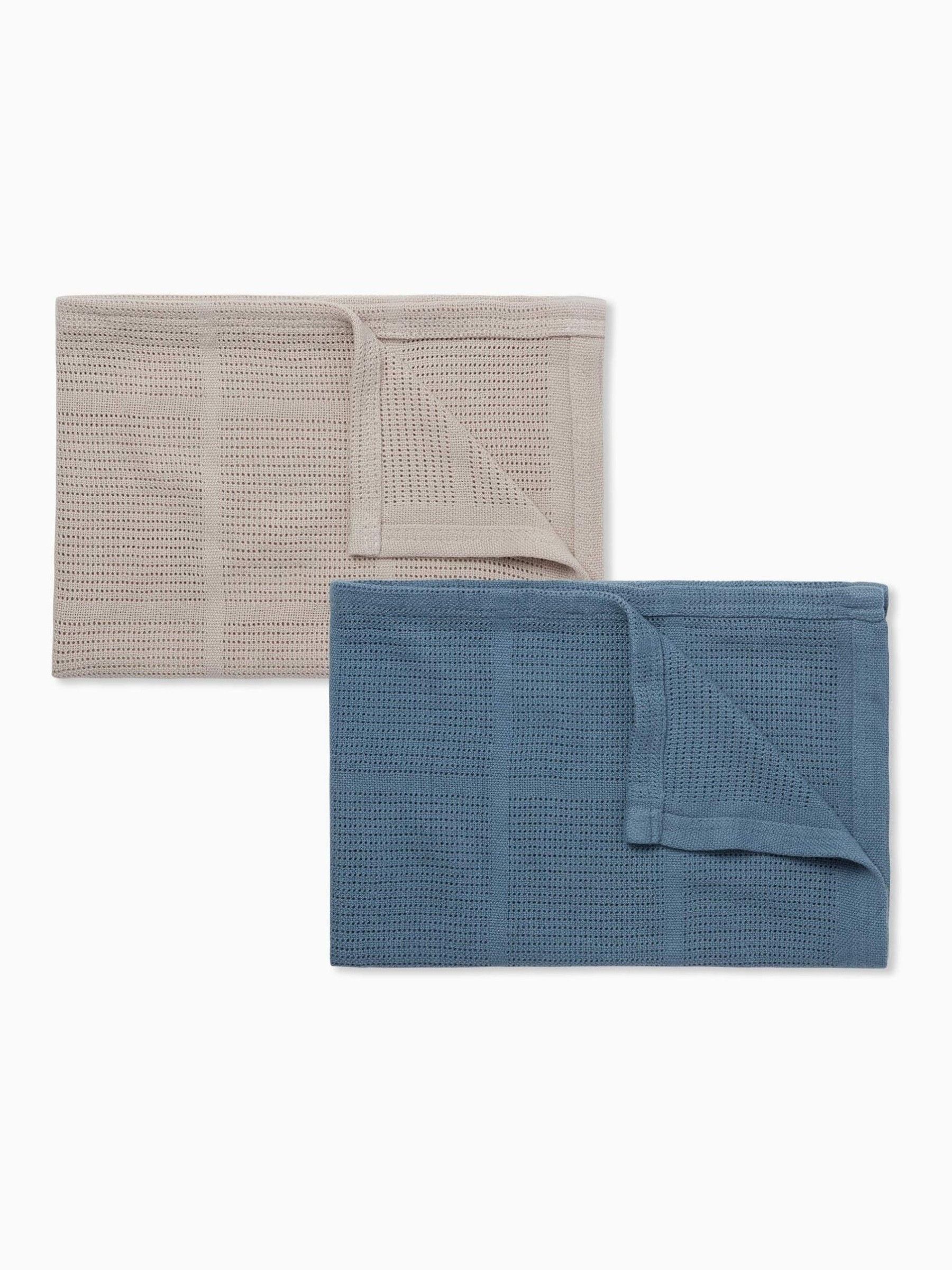 MORI Blue/Neutral Supersoft Cellular Blankets 2 Pack - Image 8 of 8