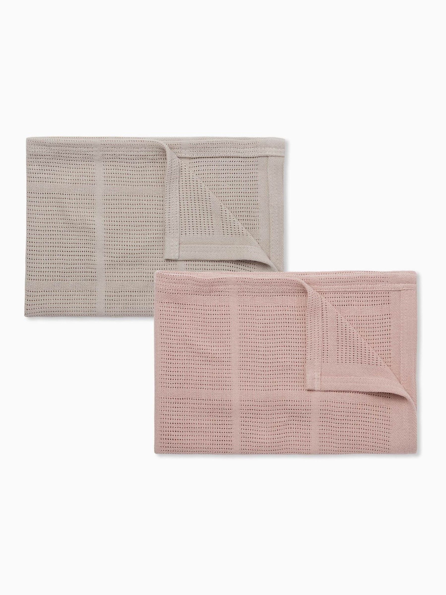 MORI Pink/Neutral Supersoft Cellular Blankets 2 Pack - Image 7 of 7