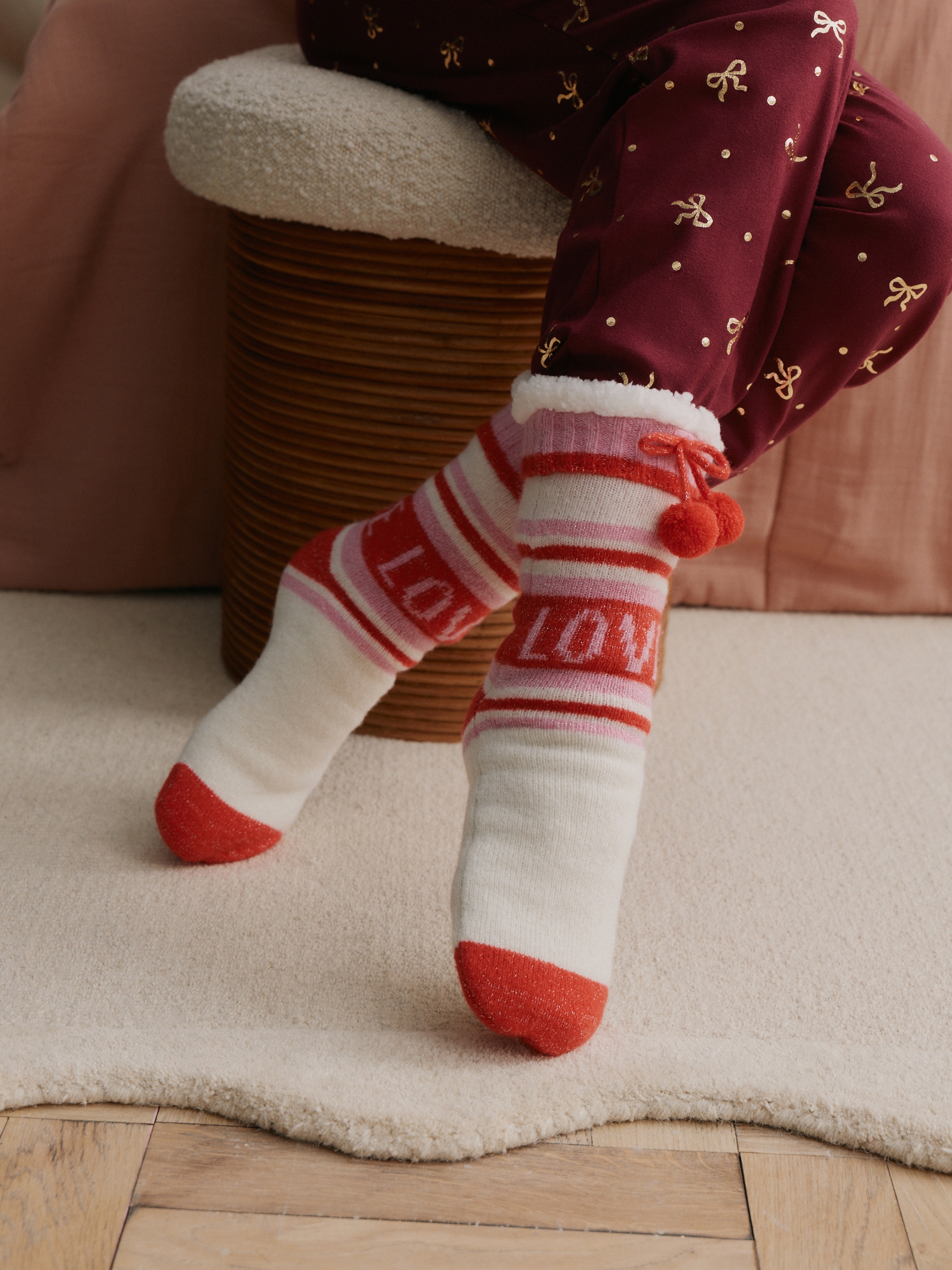 Pink/Red Slipper Socks - Image 1 of 2