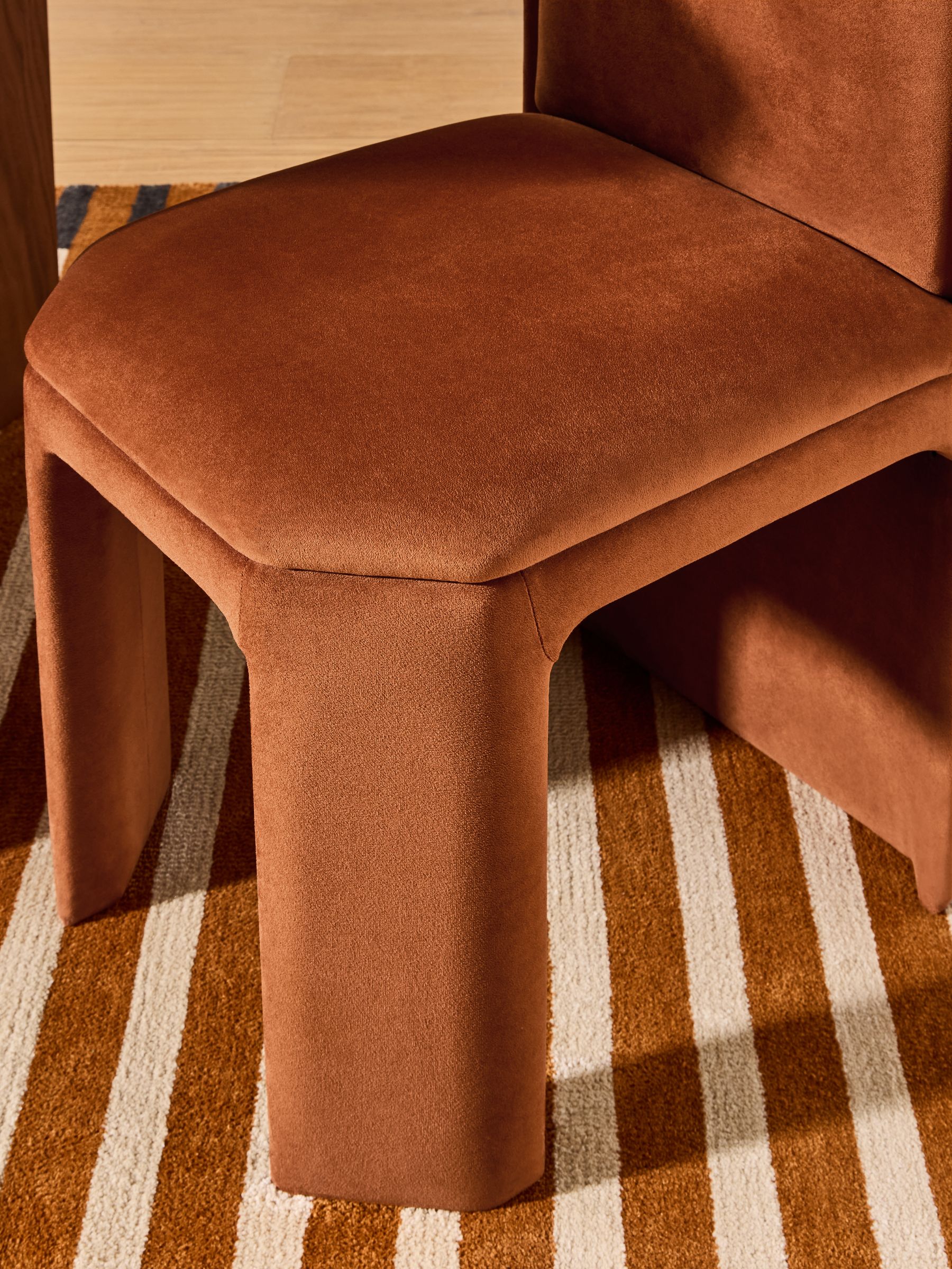 Set of 2 Ciel Fully Upholstered Dining Chairs in Velvet Cinnamon - Image 2 of 5 Set of 2 Ciel Fully Upholstered Dining Chairs in Velvet Cinnamon - Image 2 of 5
