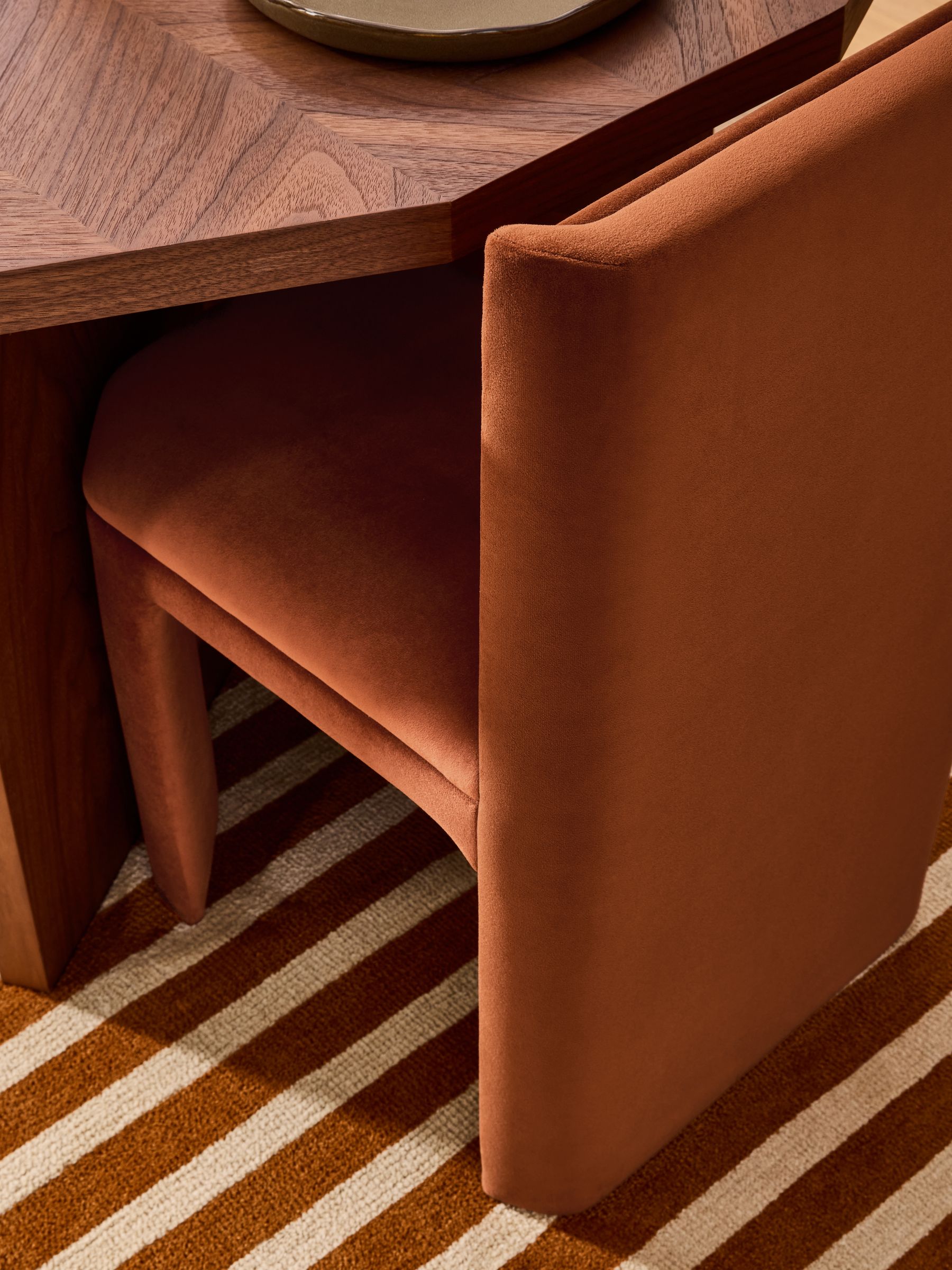 Set of 2 Ciel Fully Upholstered Dining Chairs in Velvet Cinnamon - Image 3 of 5