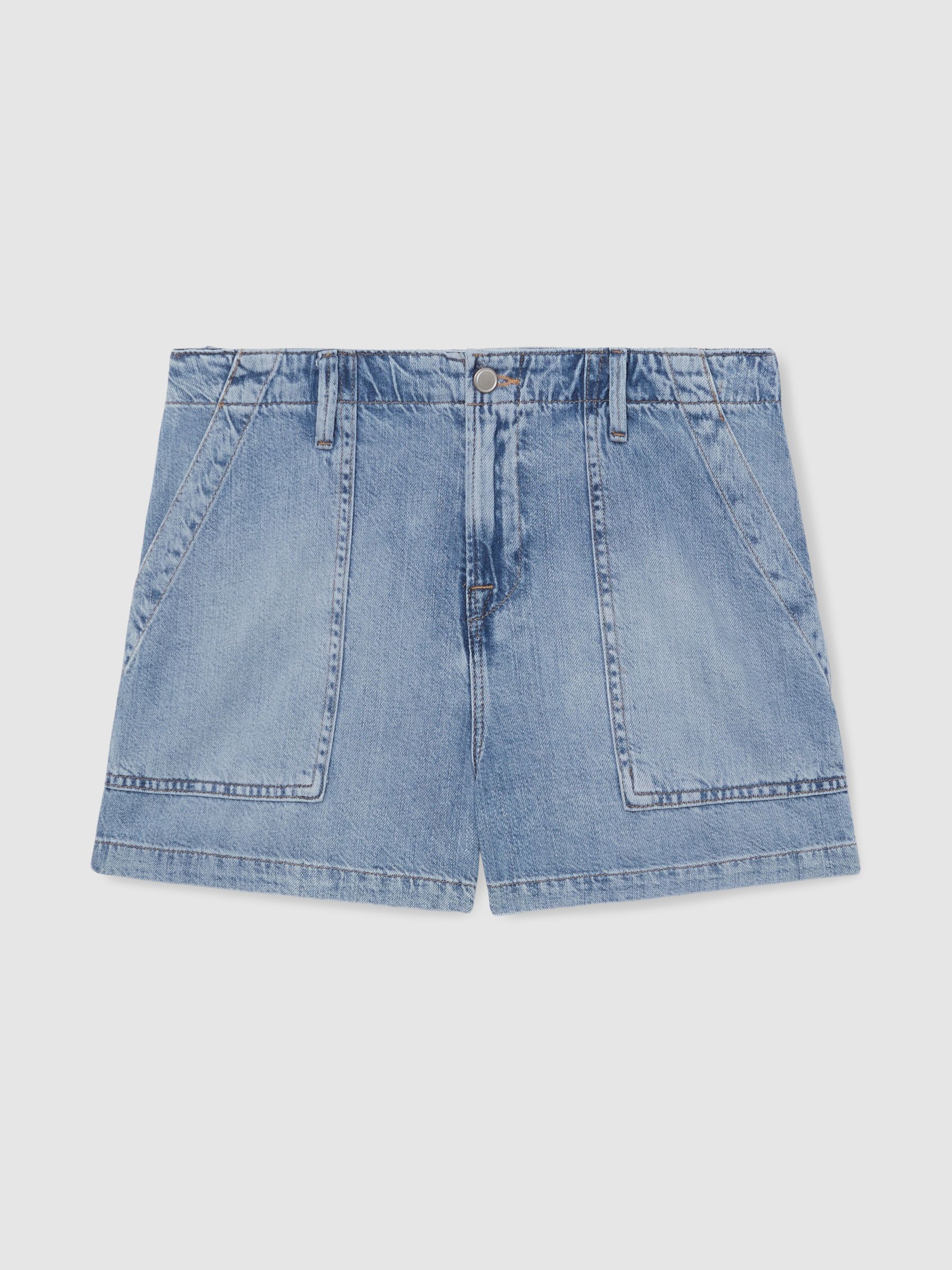 Good American Denim Shorts With Linen in Indigo Blue - Image 2 of 5