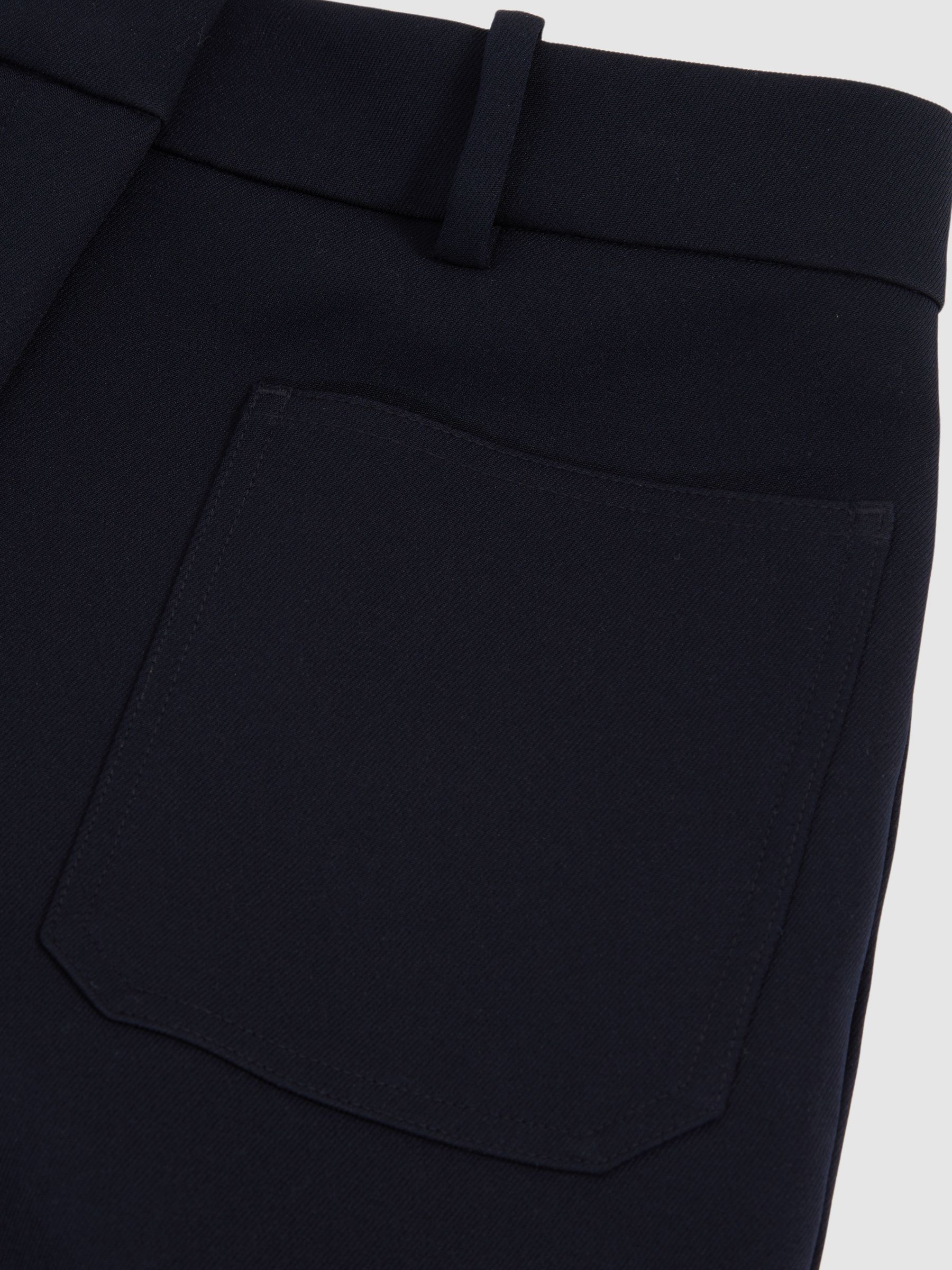 Twill Patch-Pocket Flared Trousers in Navy - Image 7 of 7
