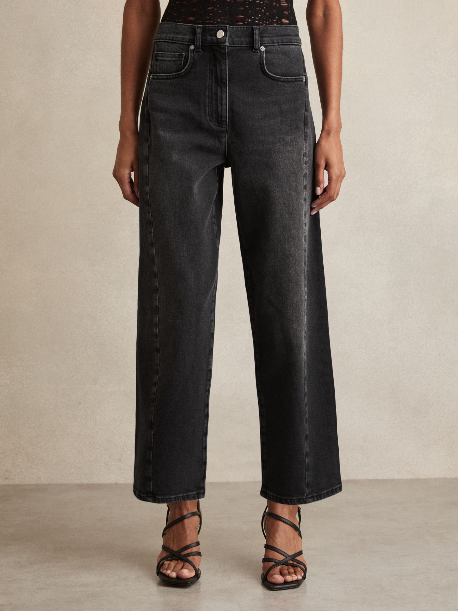 Barrel-Leg Seam Jeans in Washed Grey - Image 3 of 7