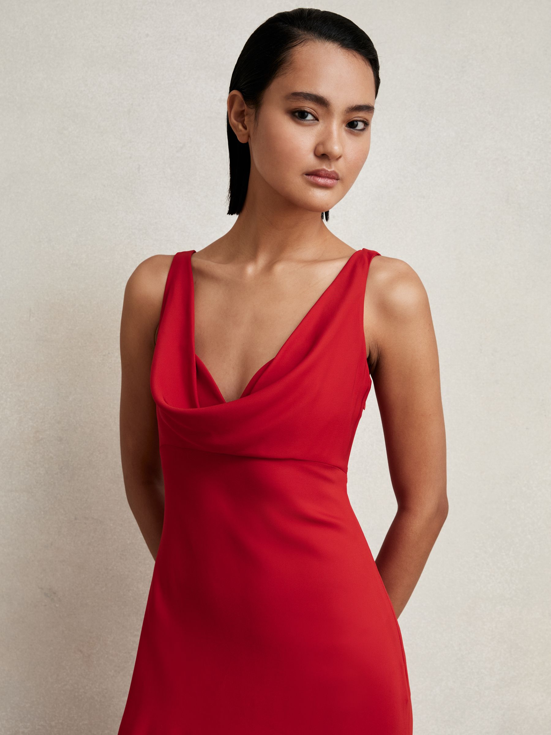 Reiss Cowl-Neck Sleeveless Maxi Dress in Red | REISS Reiss Cowl-Neck Sleeveless Maxi Dress in Red | REISS