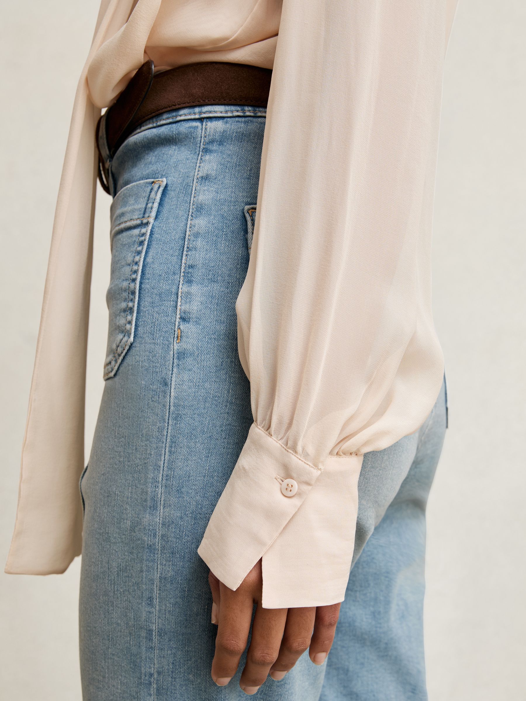 Silk-Blend Chiffon Tie-Neck Blouse in Pale Pink - image 3