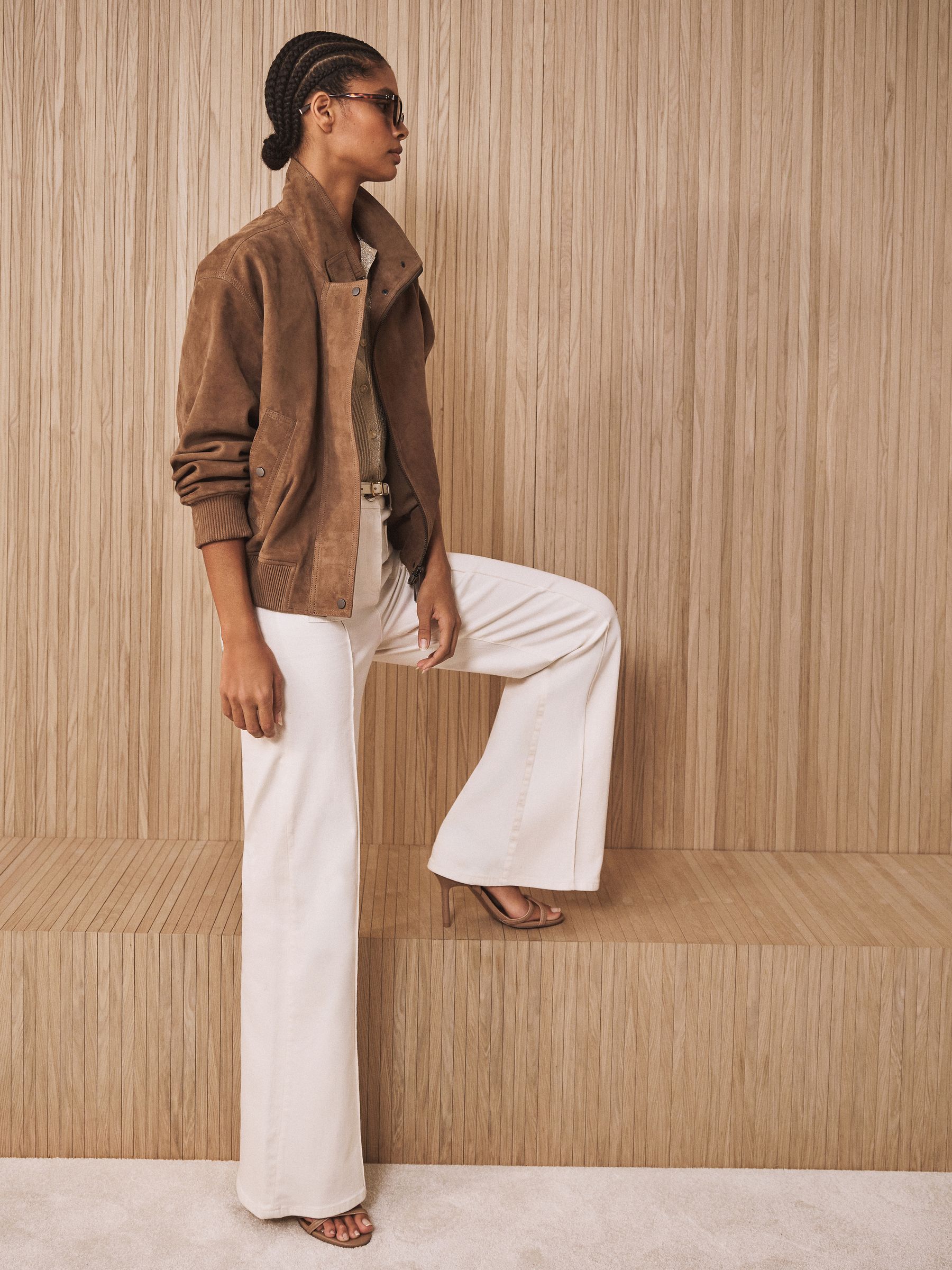 Petite Patch-Pocket Flared Jeans in Ecru - image 5