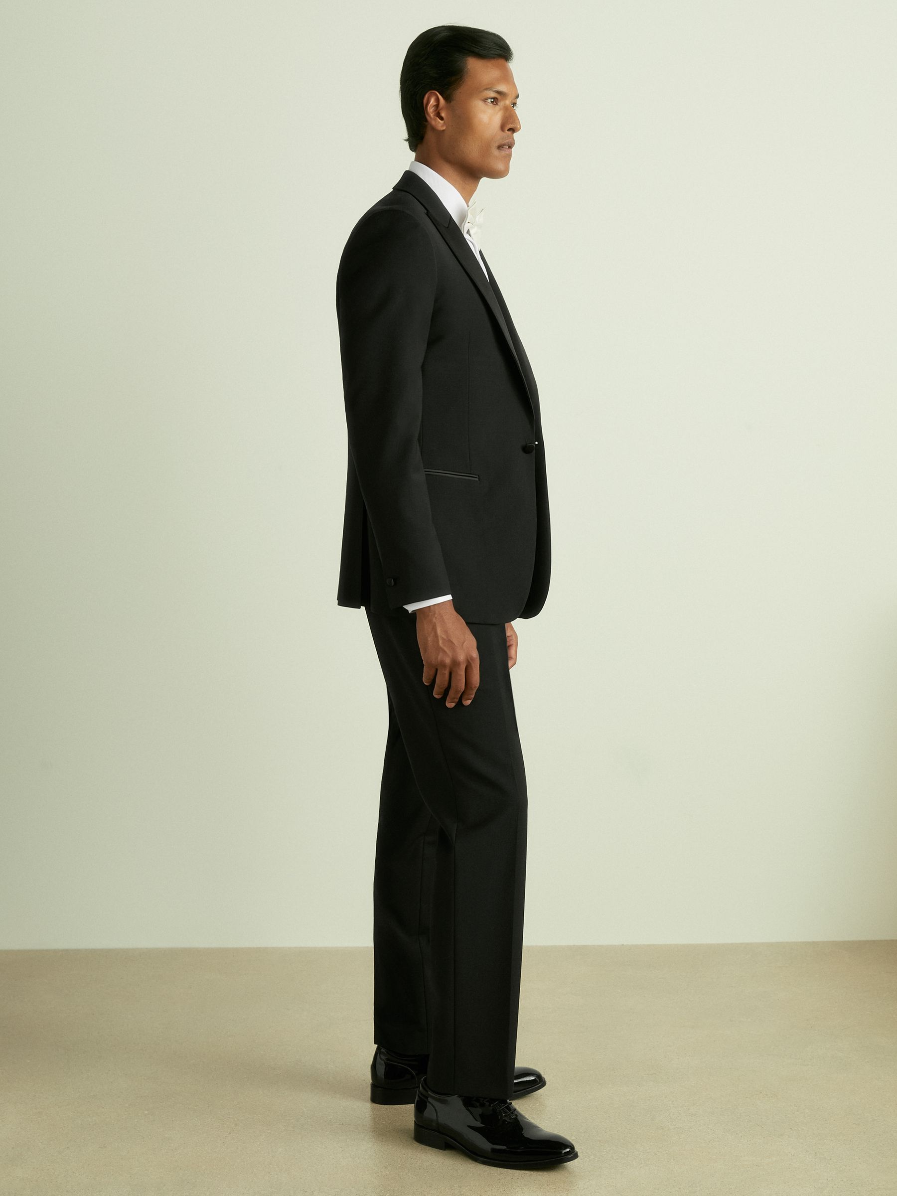 Classic Fit Wool-Blend Tuxedo Trousers in Black - image 2