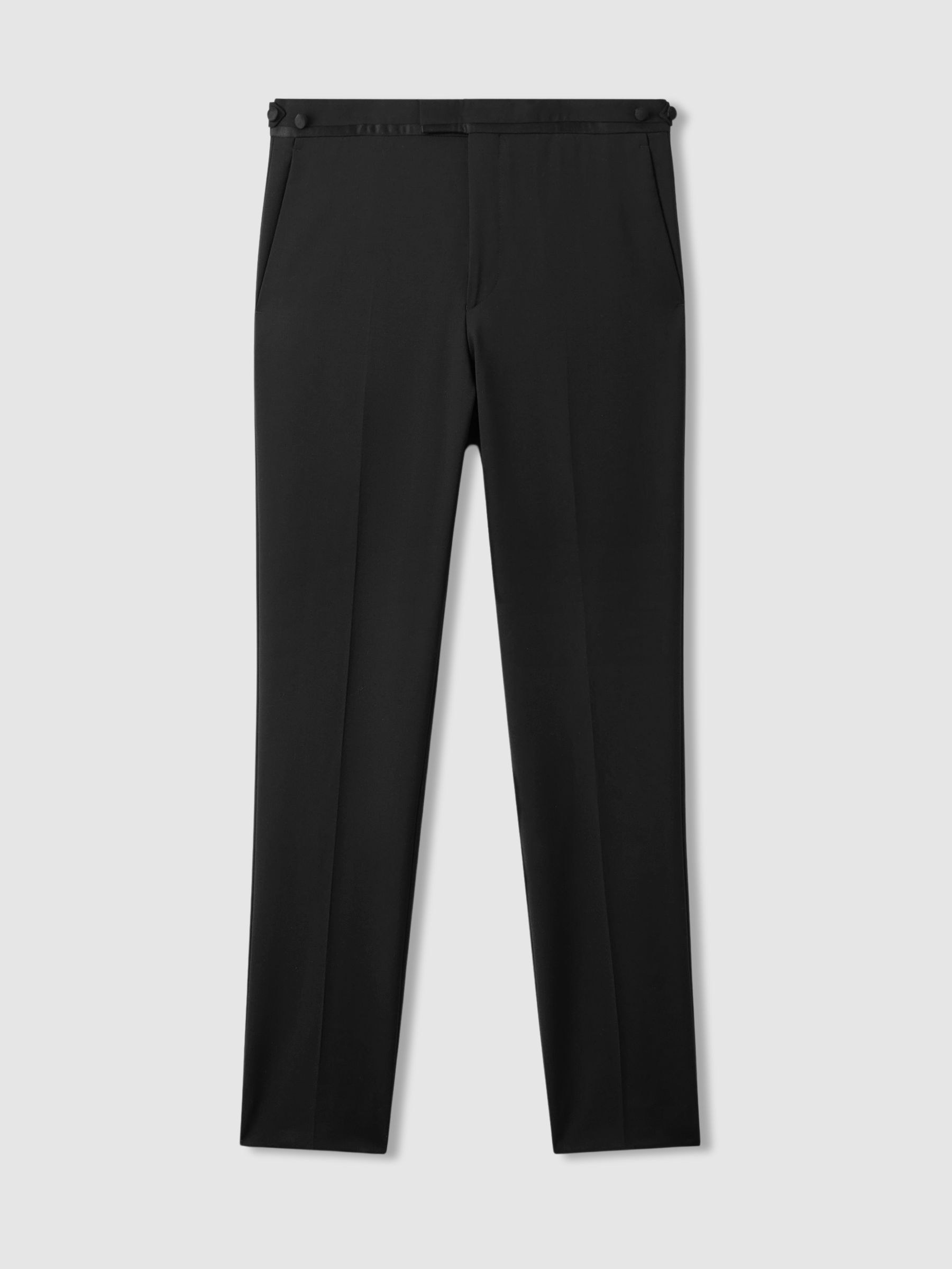 Classic Fit Wool-Blend Tuxedo Trousers in Black - image 1