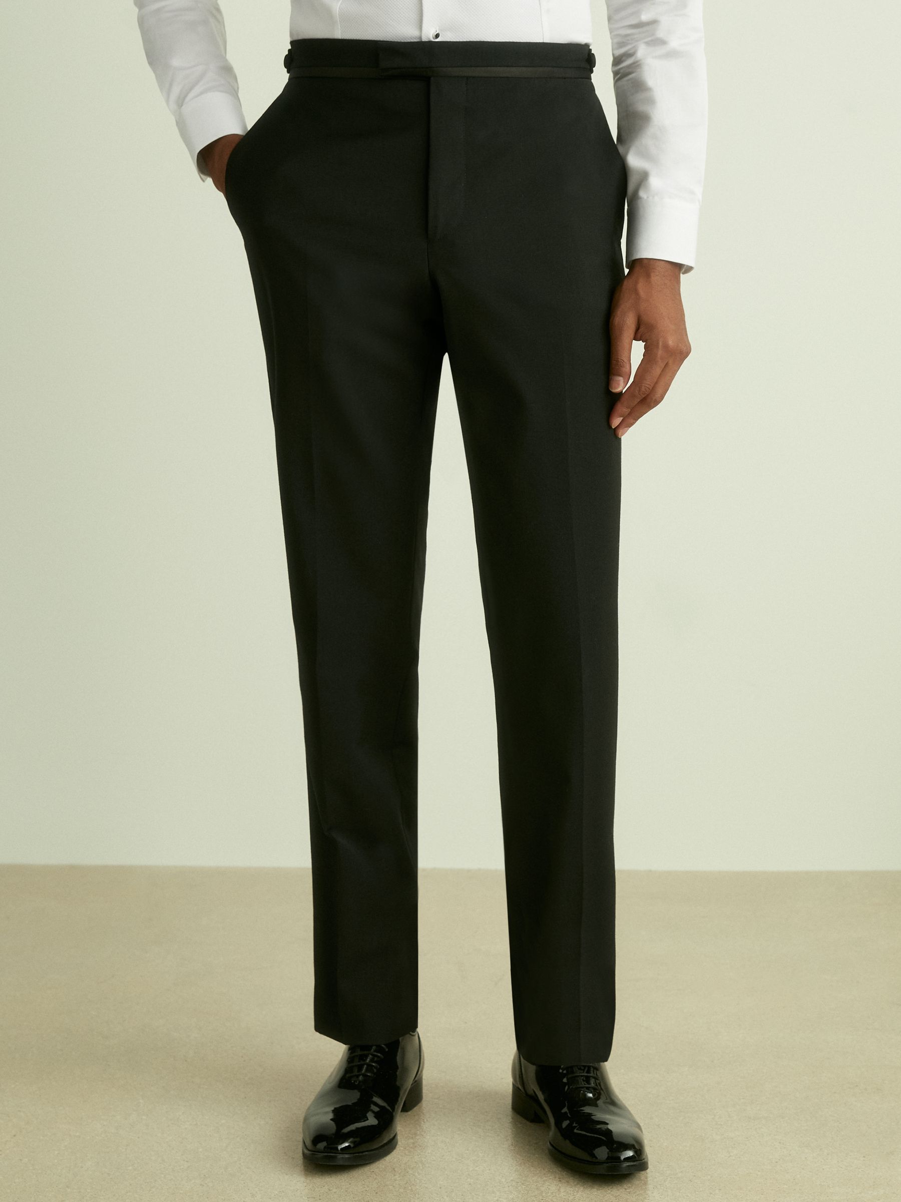 Classic Fit Wool-Blend Tuxedo Trousers in Black - image 3