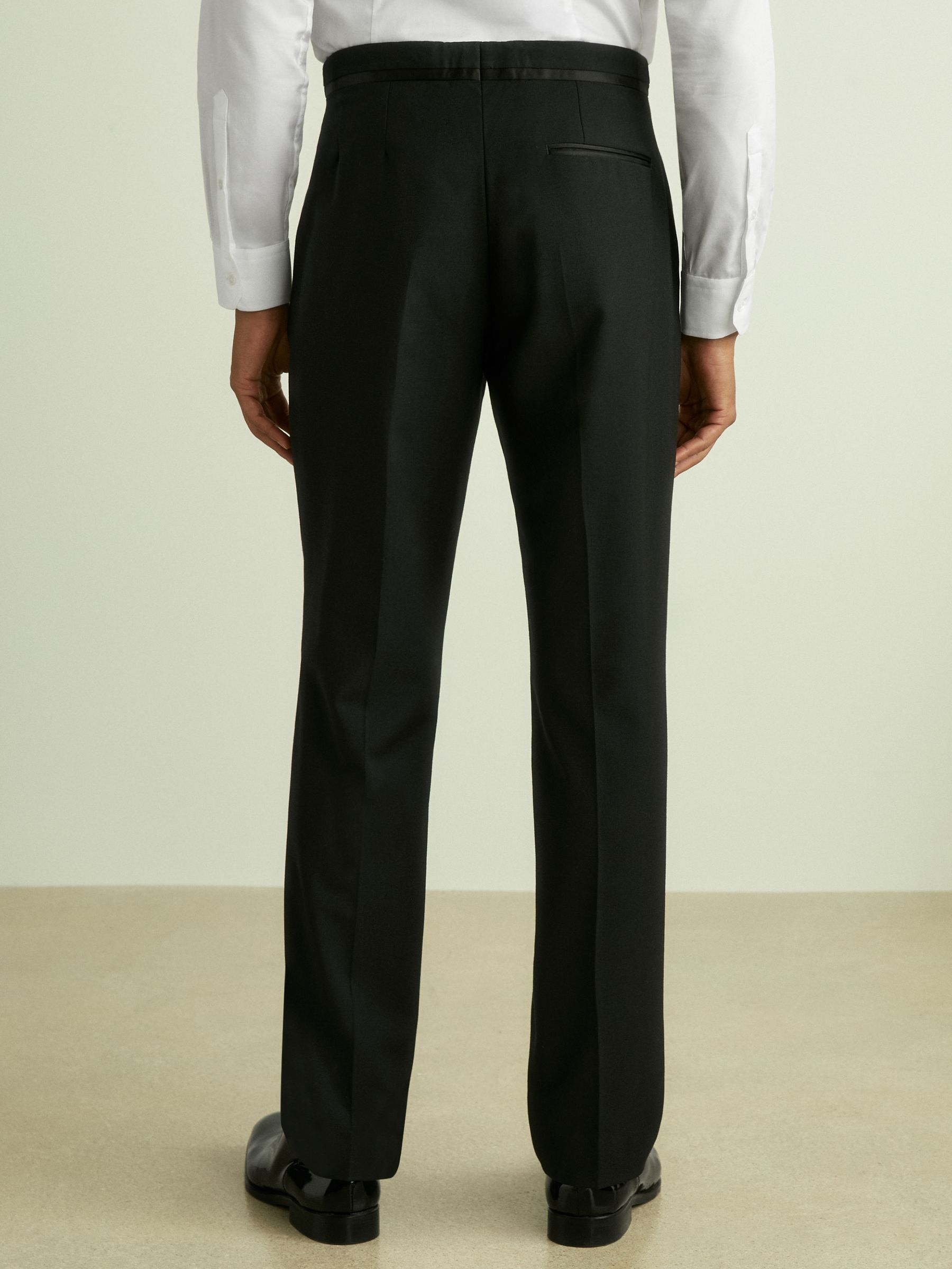 Classic Fit Wool-Blend Tuxedo Trousers in Black - image 5