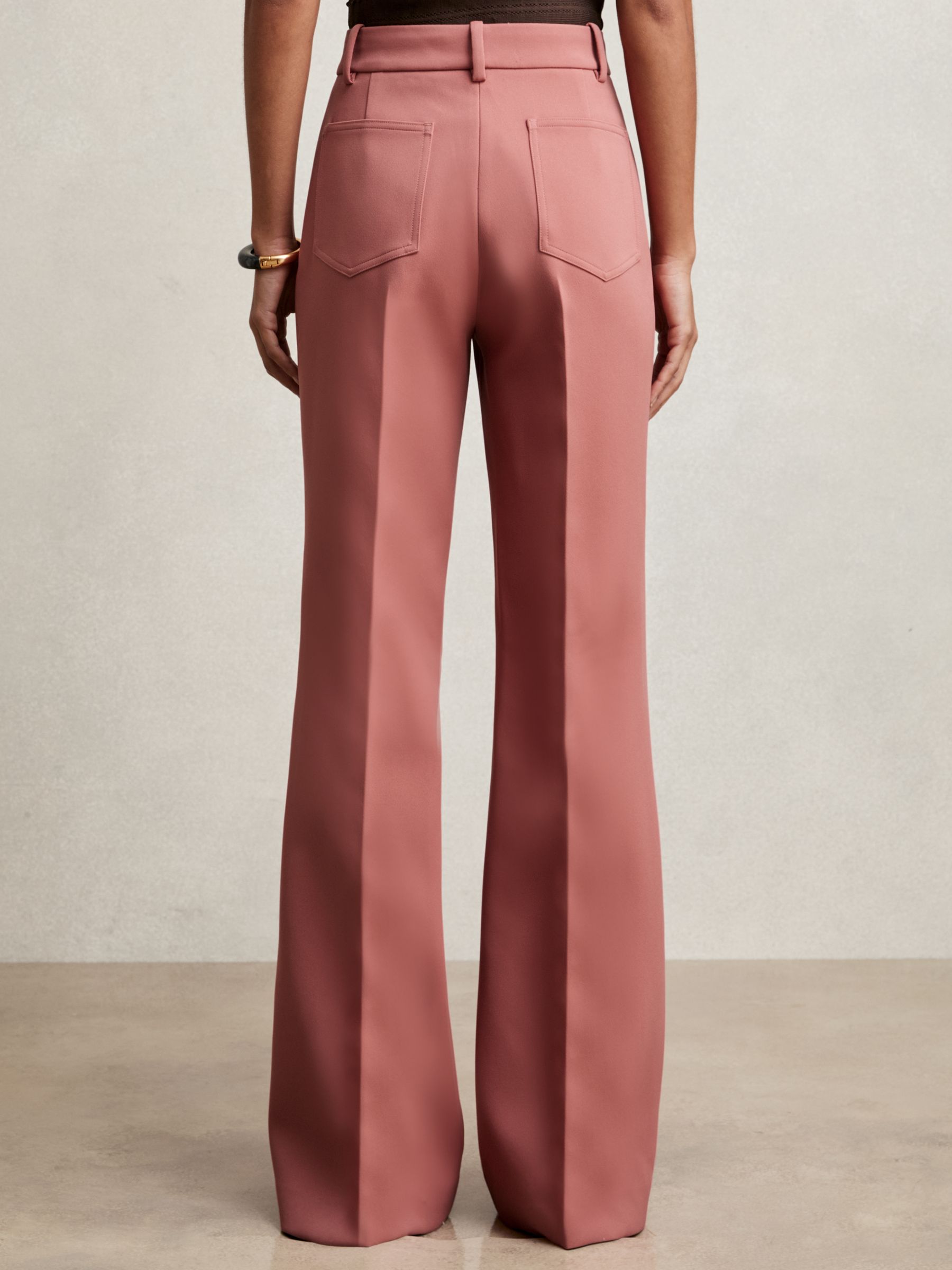 Twill Patch-Pocket Flared Trousers in Pink - Image 4 of 6