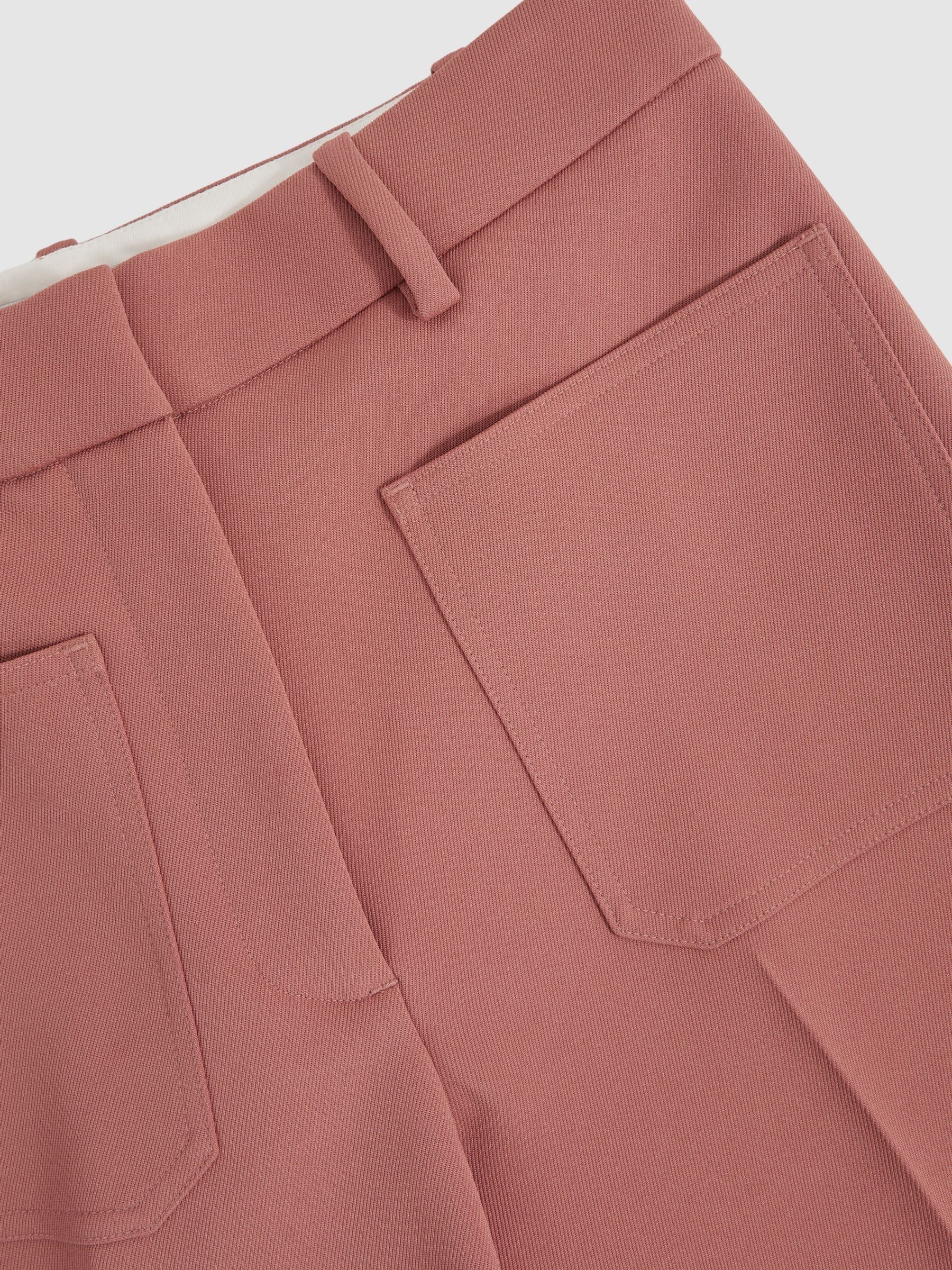 Petite Twill Patch-Pocket Flared Trousers in Pink - Image 6 of 7
