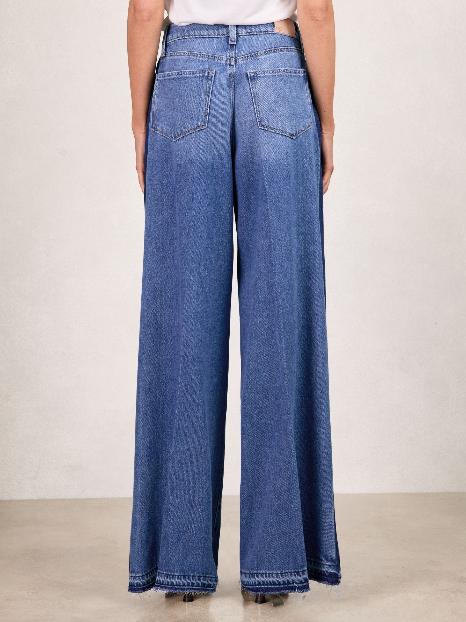 Paige Side Stripe Wide Leg Jeans in Navy/Blue Stripe - Image 4 of 5