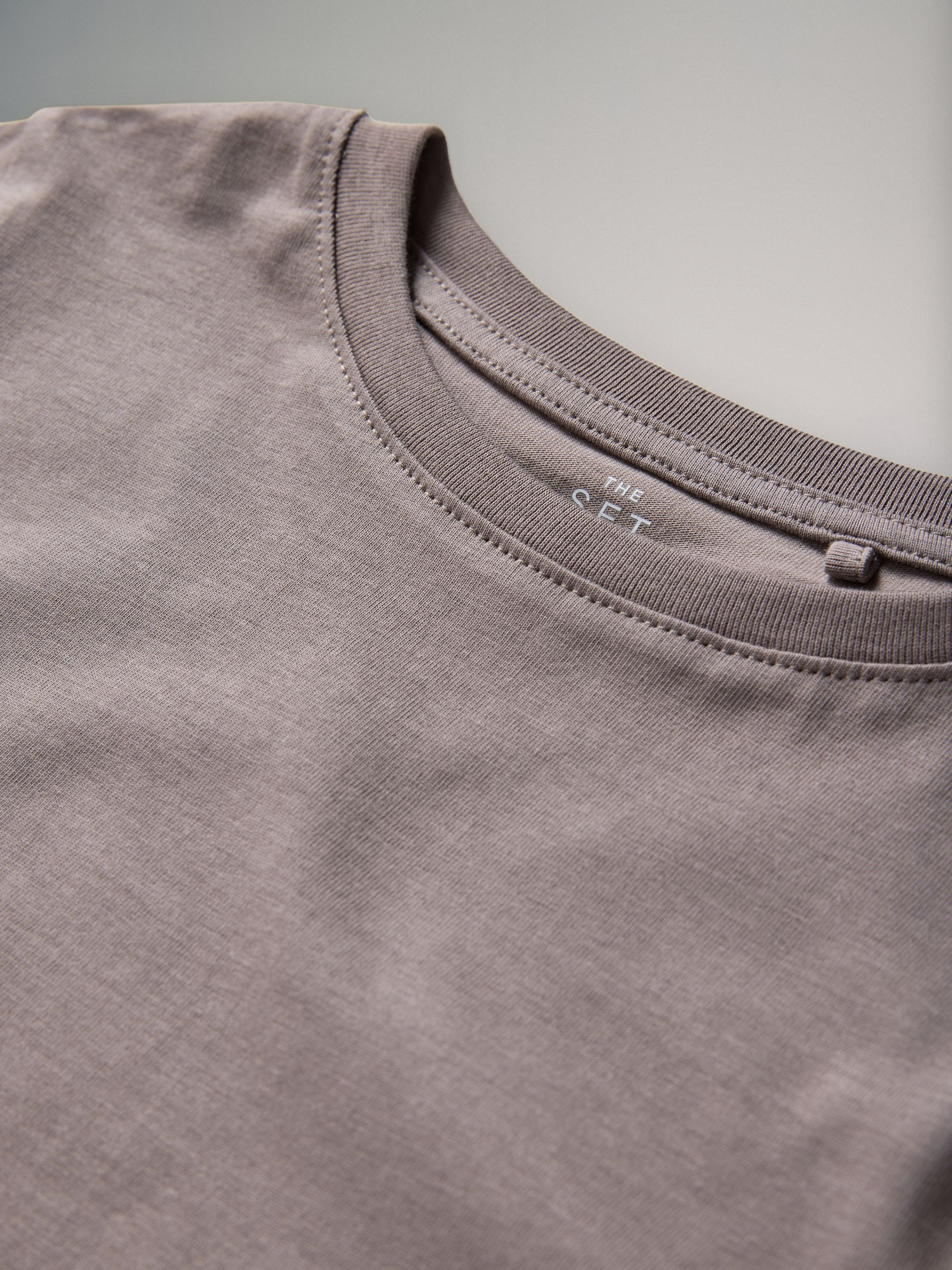 Brown/Cream/Pink/Grey Marl 6 Pack Regular Long Sleeve Cotton T-Shirts - Image 6 of 6