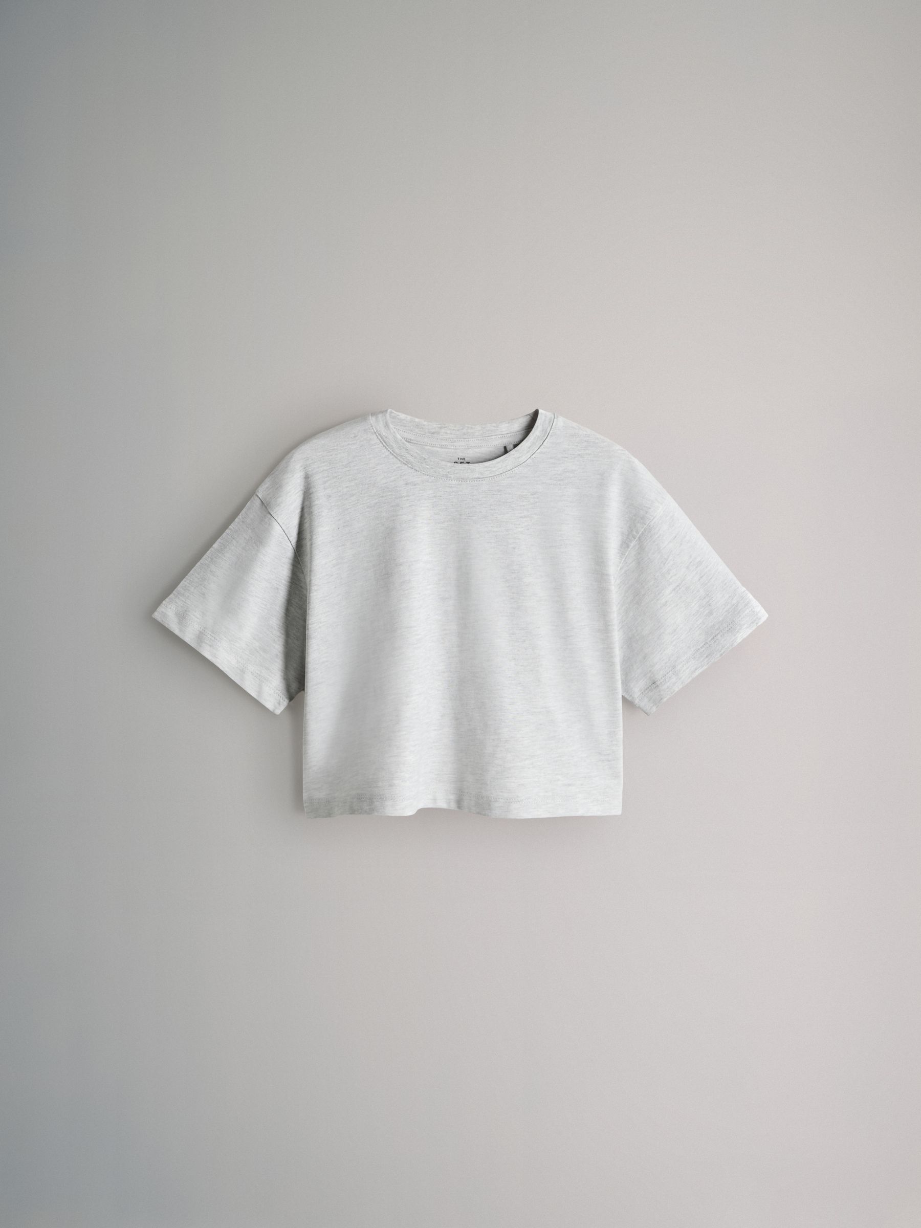 Navy Blue/Grey/White - 4 Pack Oversized Cropped Short Sleeve Heavyweight Cotton T-Shirts - Image 4 of 7