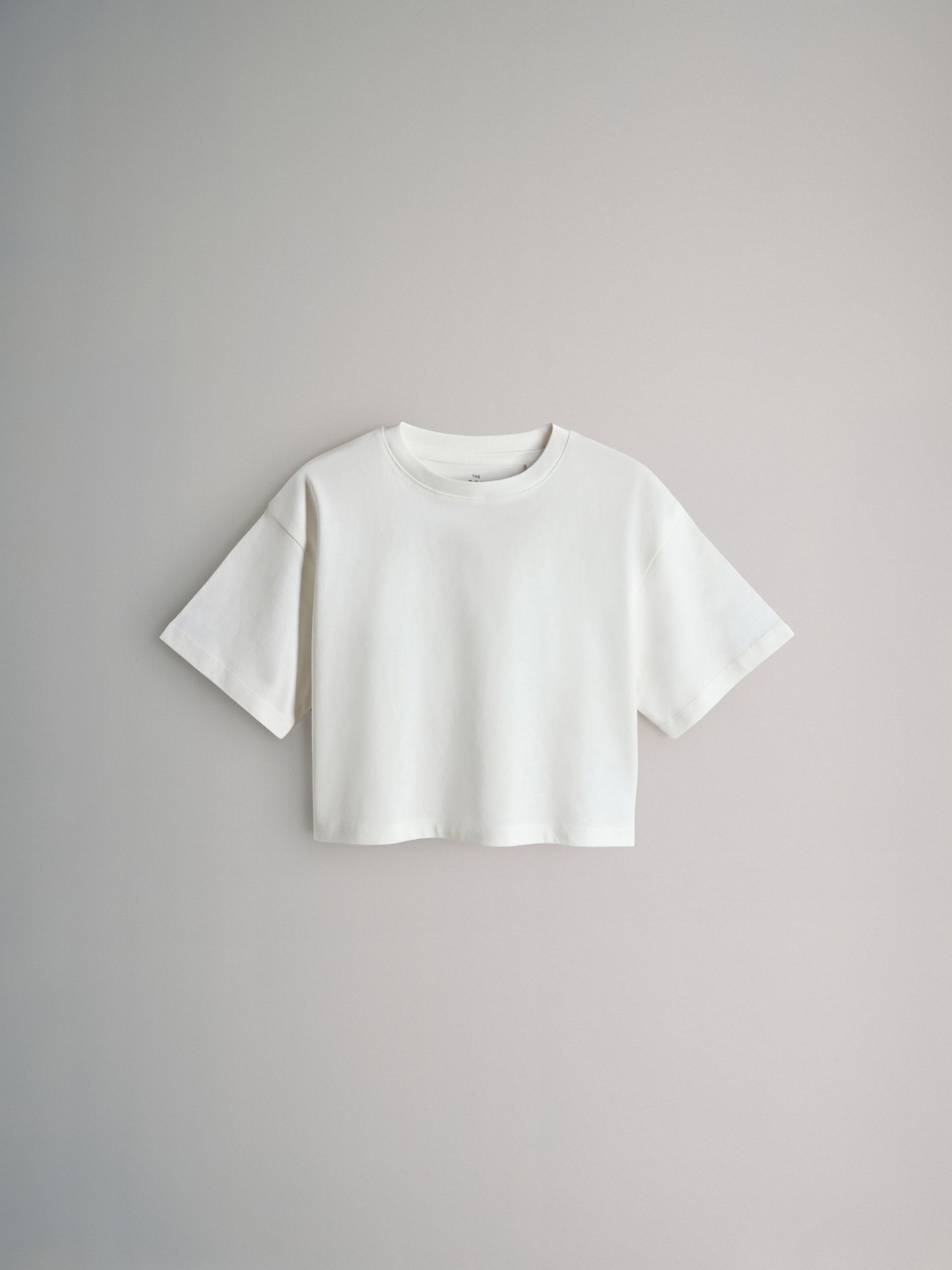 Navy Blue/Grey/White - 4 Pack Oversized Cropped Short Sleeve Heavyweight Cotton T-Shirts - Image 5 of 7