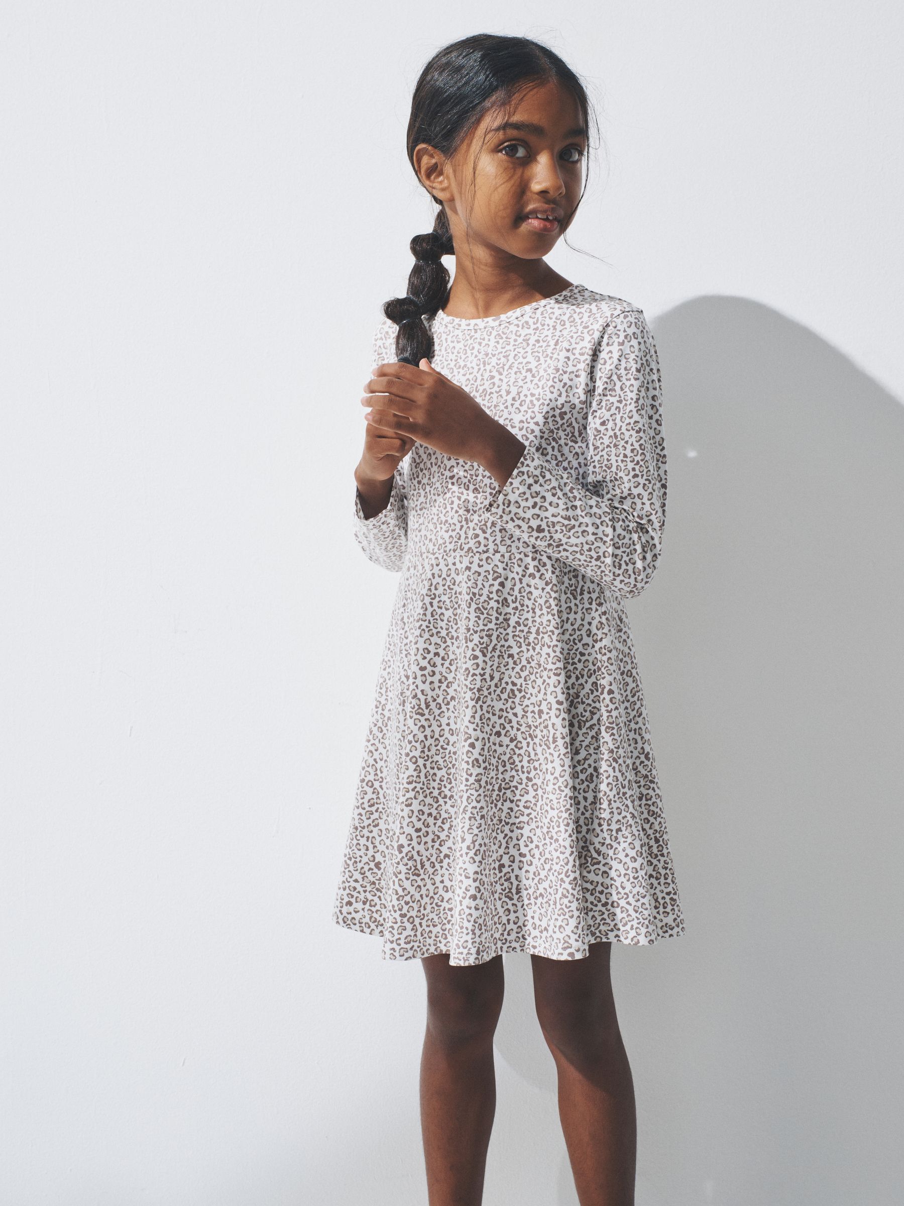 Black/Brown/Grey Marl - 3 Pack Long Sleeve Skater Cotton Dresses - Image 3 of 11