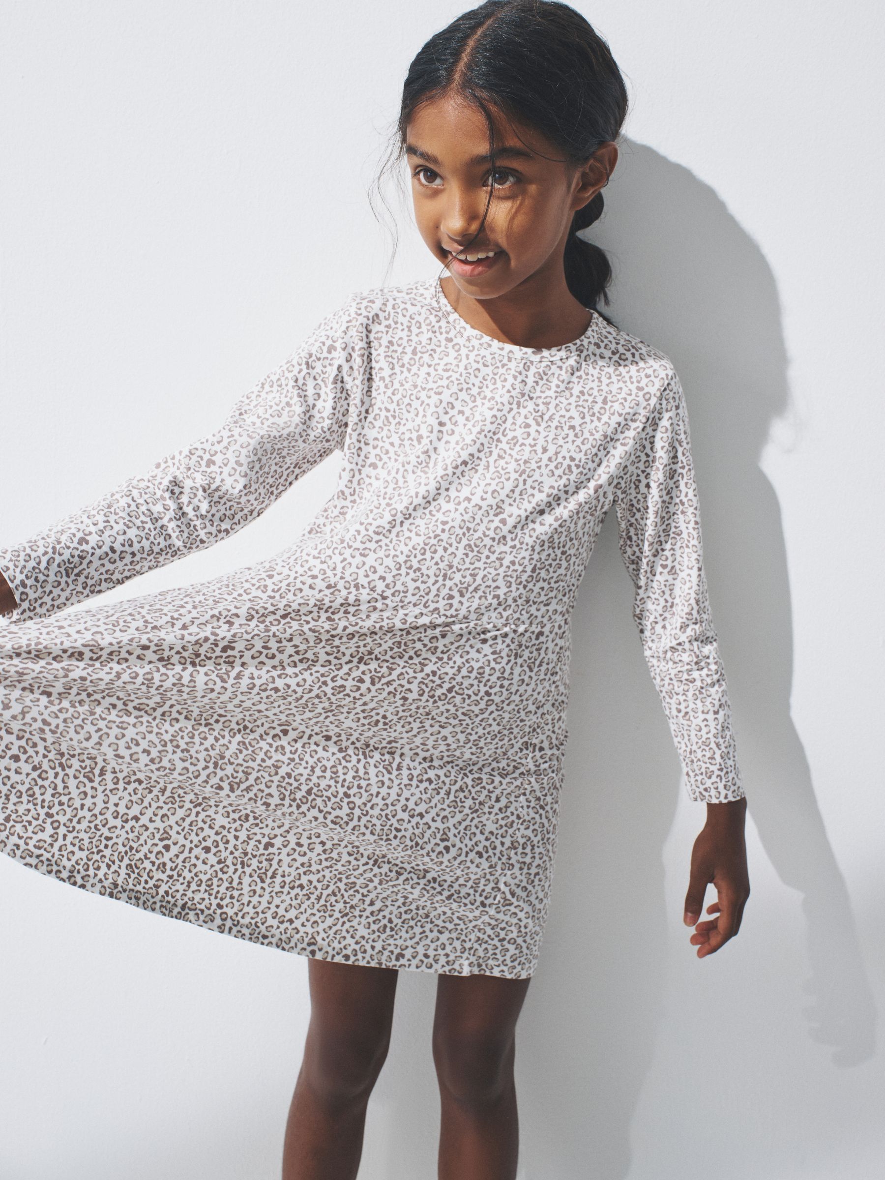 Black/Brown/Grey Marl - 3 Pack Long Sleeve Skater Cotton Dresses - Image 6 of 11