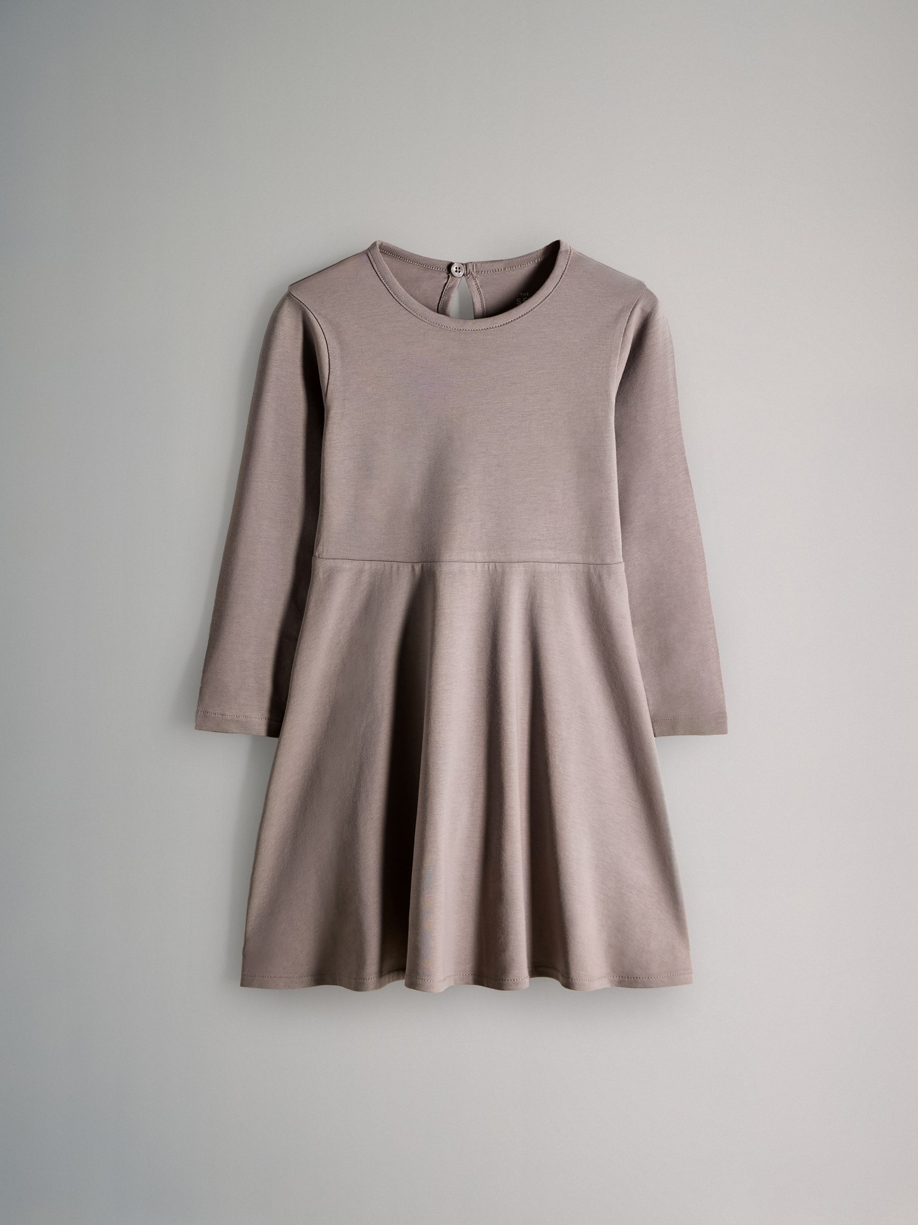 Black/Brown/Grey Marl - 3 Pack Long Sleeve Skater Cotton Dresses - Image 8 of 11