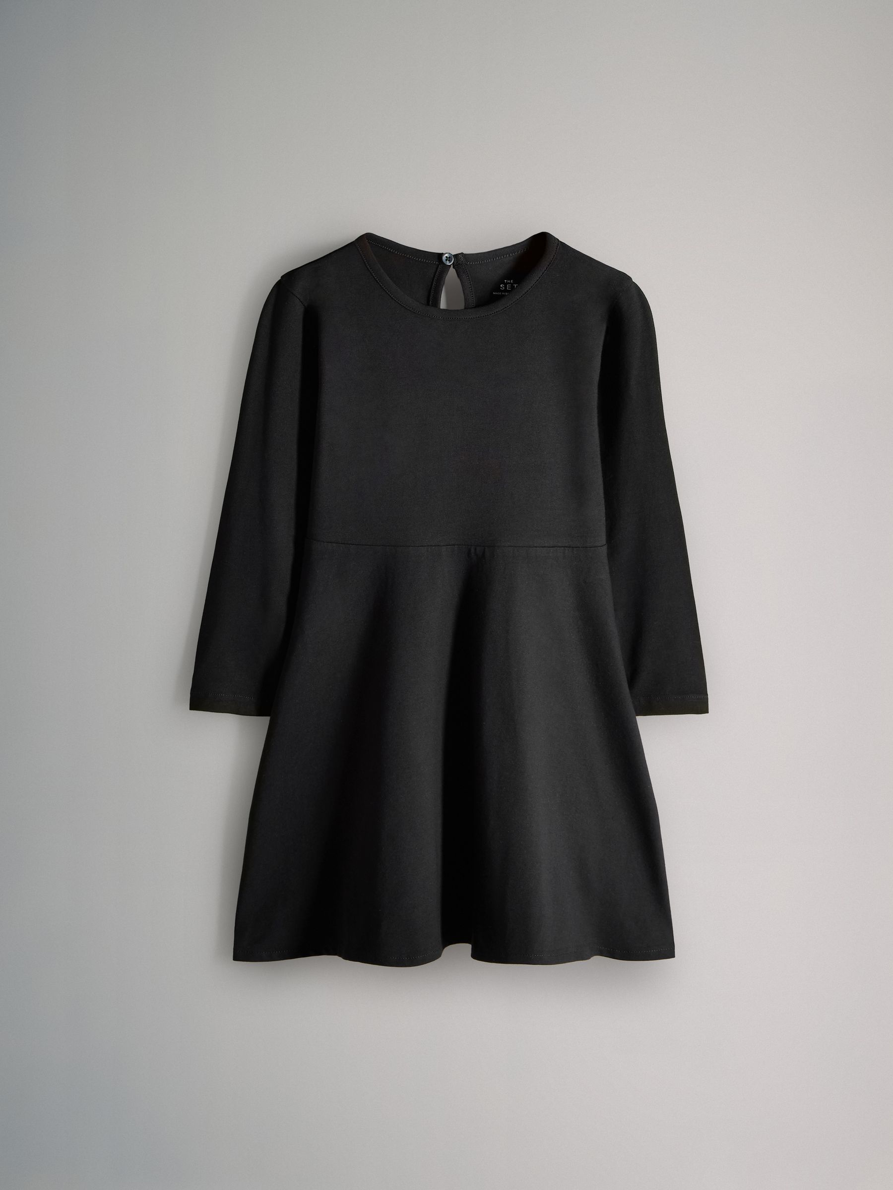 Black/Brown/Grey Marl - 3 Pack Long Sleeve Skater Cotton Dresses - Image 9 of 11