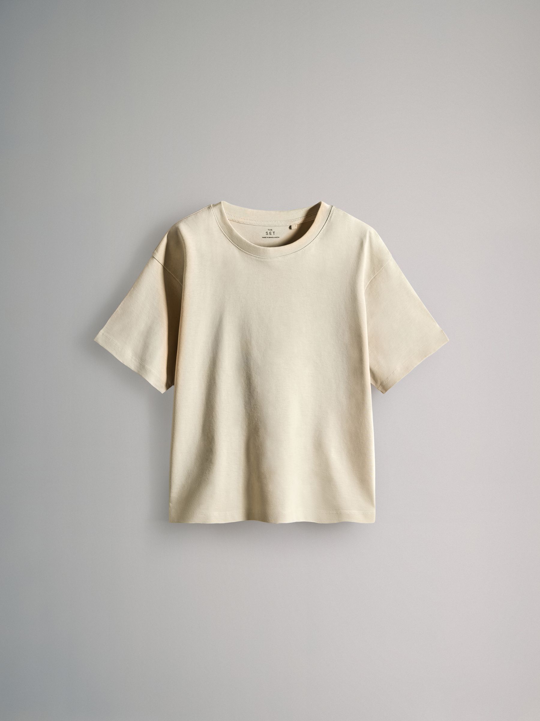 Black/Khaki/Green/Cream - 4 Pack Oversized Short Sleeve Cotton T-Shirts - Image 2 of 7