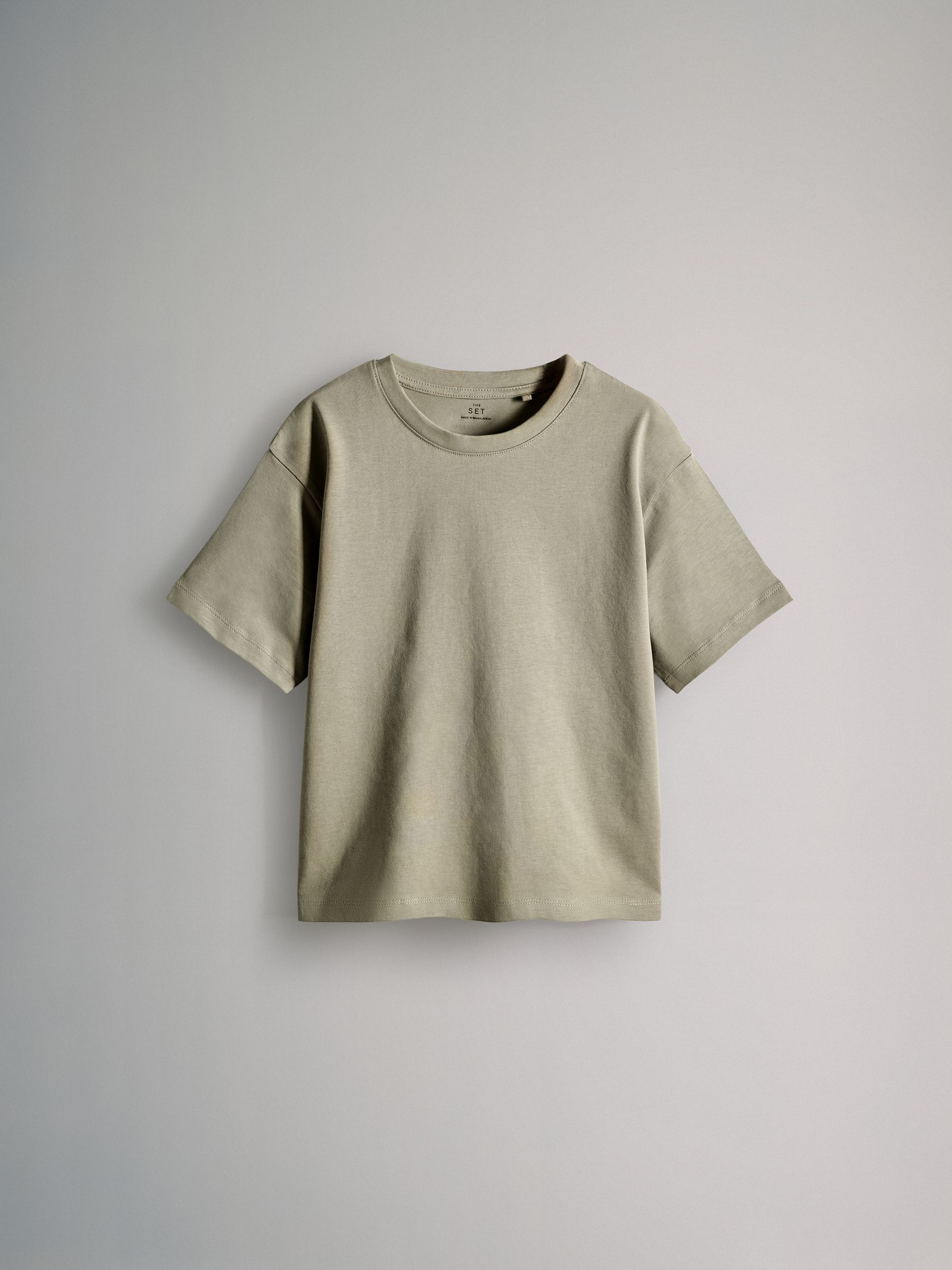 Black/Khaki/Green/Cream - 4 Pack Oversized Short Sleeve Cotton T-Shirts - Image 3 of 7