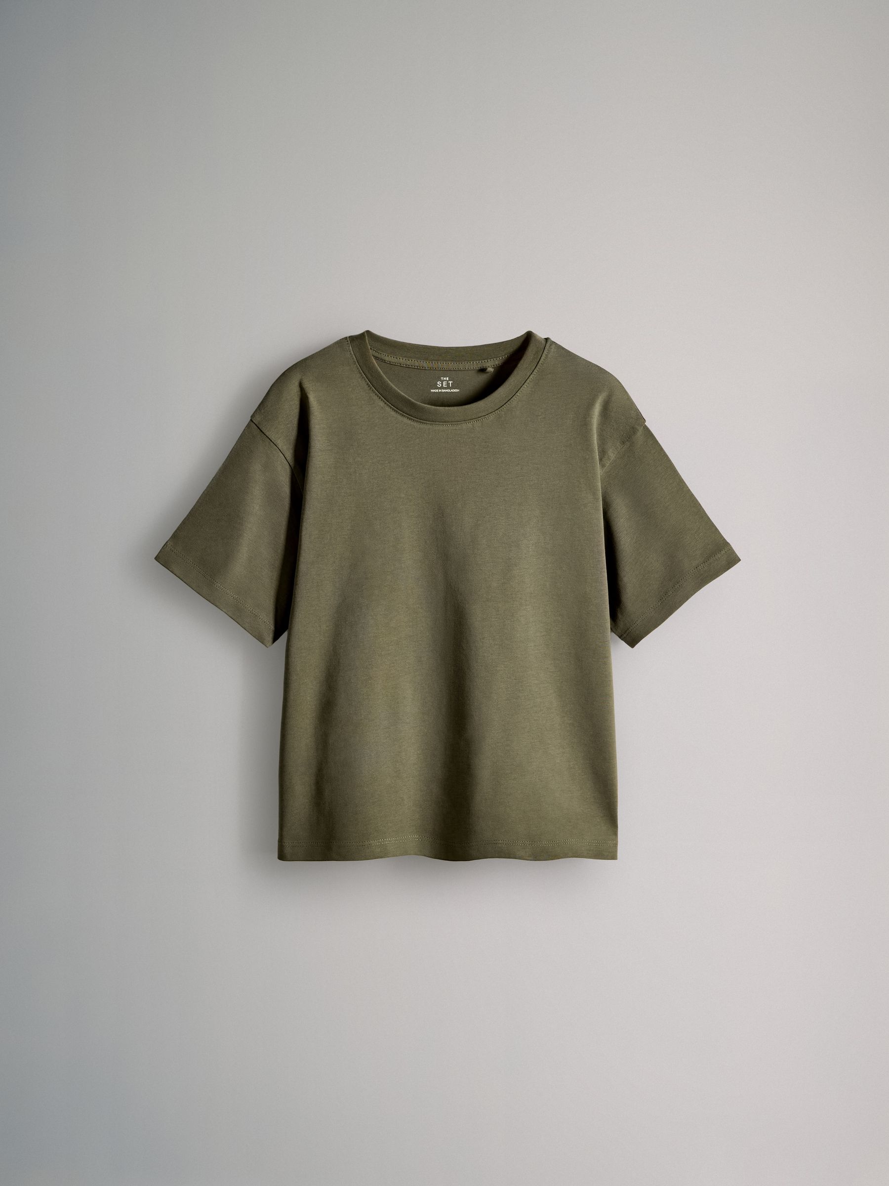 Black/Khaki/Green/Cream - 4 Pack Oversized Short Sleeve Cotton T-Shirts - Image 4 of 7
