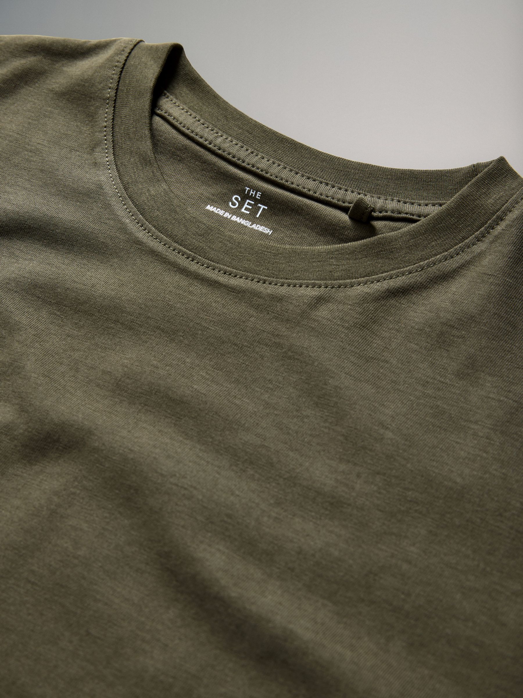 Black/Khaki/Green/Cream - 4 Pack Oversized Short Sleeve Cotton T-Shirts - Image 6 of 7