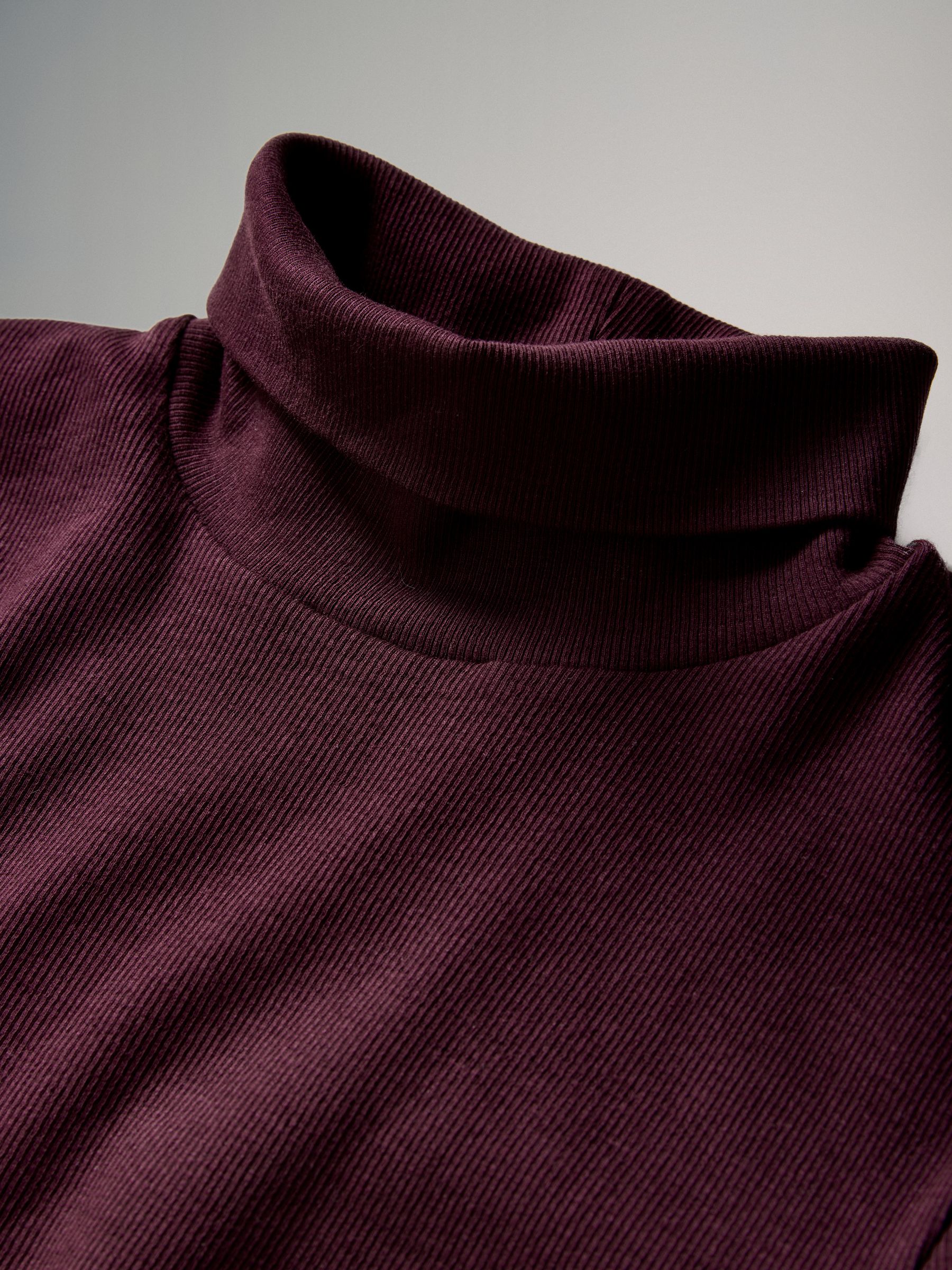 Navy/Berry/Pink/Stripe 4 Pack Ribbed Roll Neck Long Sleeve T-Shirts - Image 6 of 6