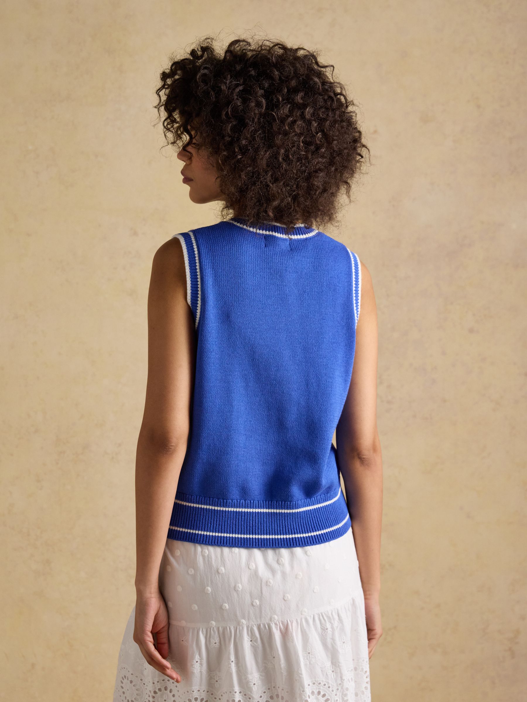 Blue Intarsia Knitted Cotton Vest - Image 2 of 9
