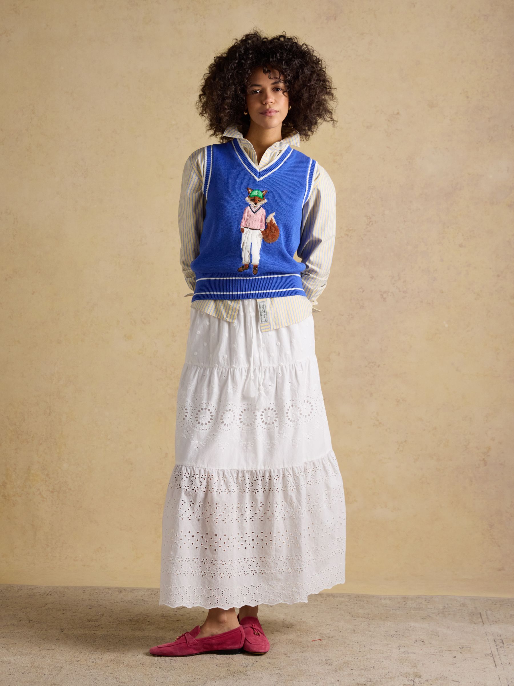 Blue Intarsia Knitted Cotton Vest - Image 3 of 9