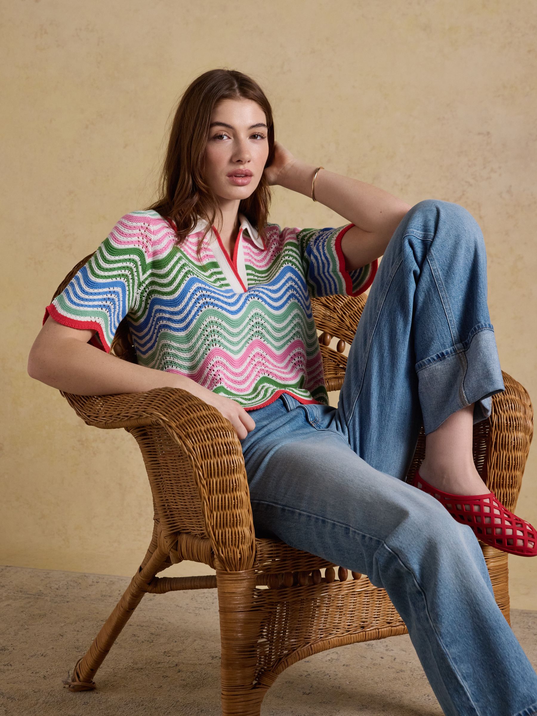 Sandy Multi Cotton Wave Knit Collared Shirt - Image 7 of 9