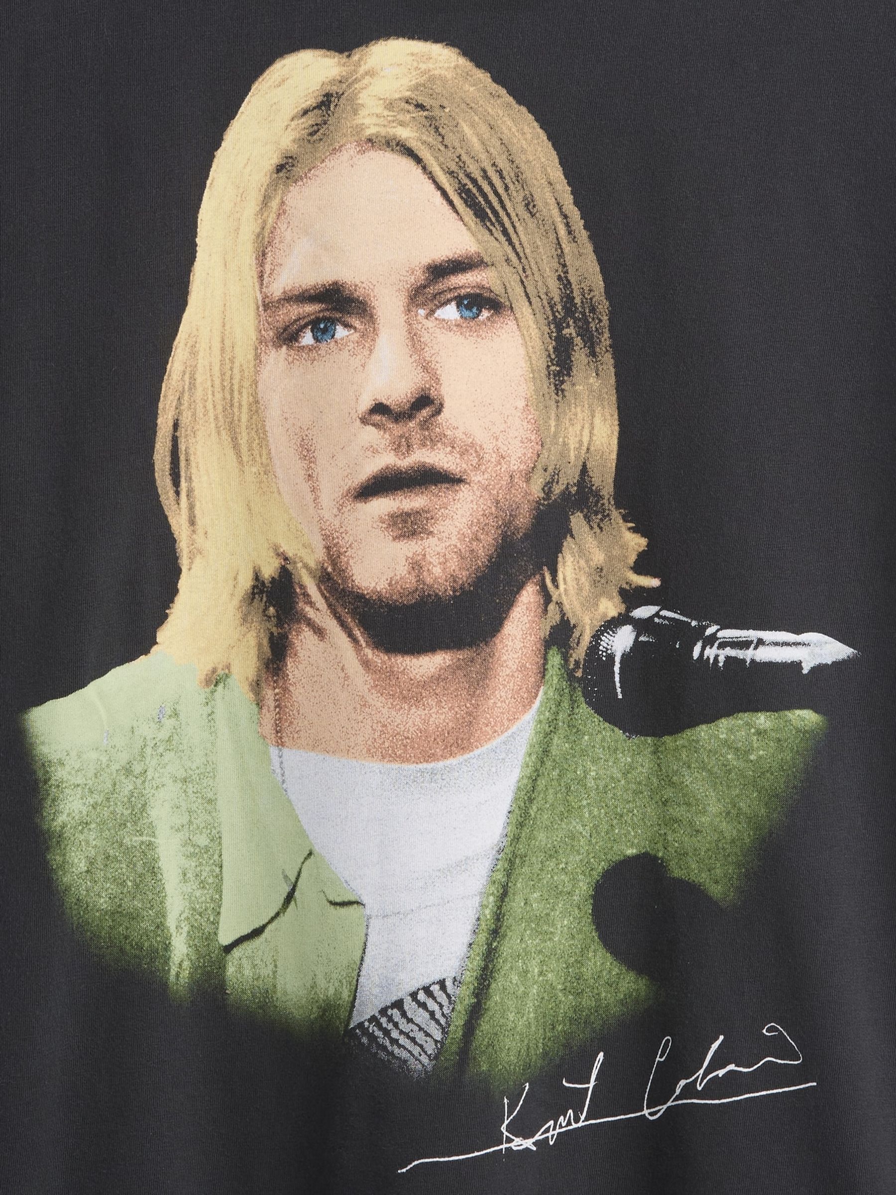 Black Kurt Cobain Relaxed Boxy Graphic T-Shirt - Image 4 of 5