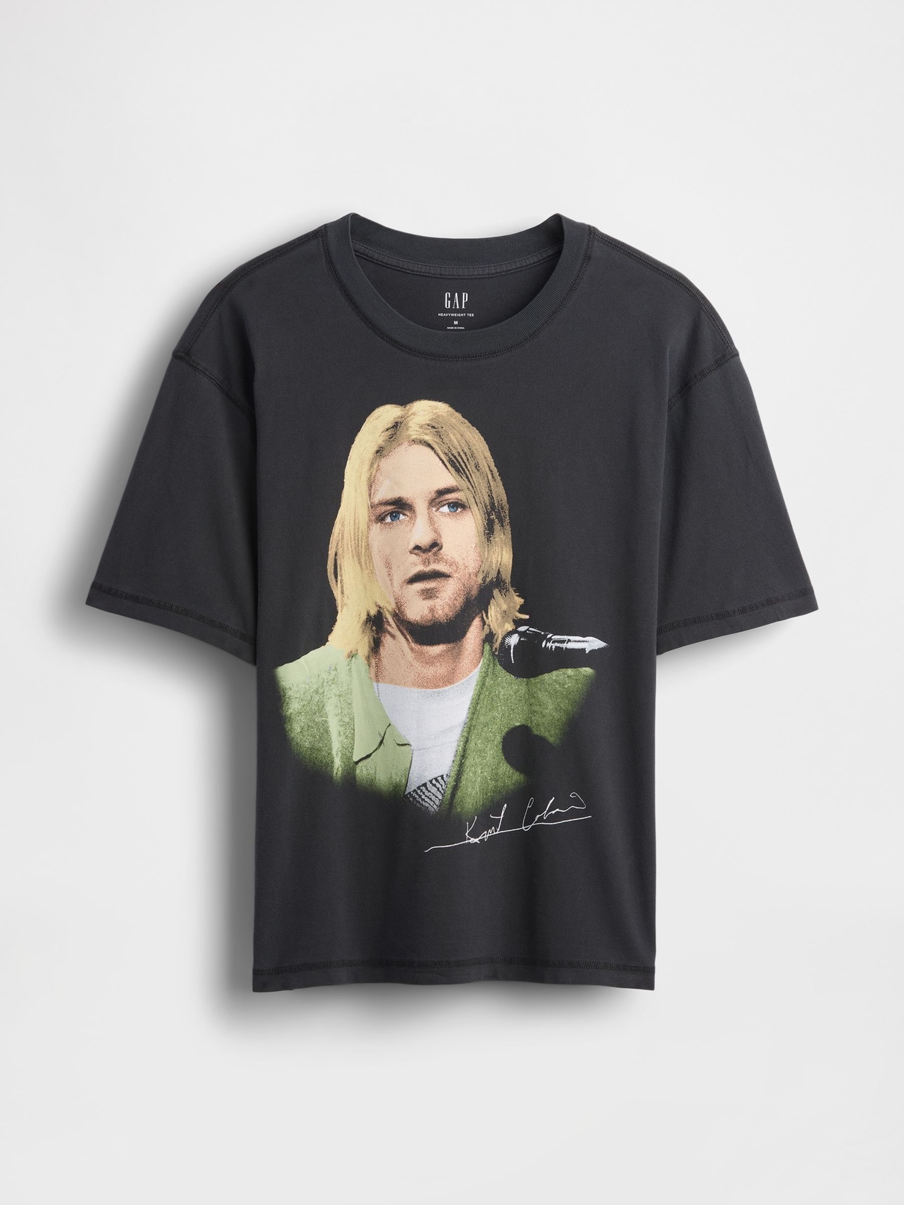 Black Kurt Cobain Relaxed Boxy Graphic T-Shirt | Gap